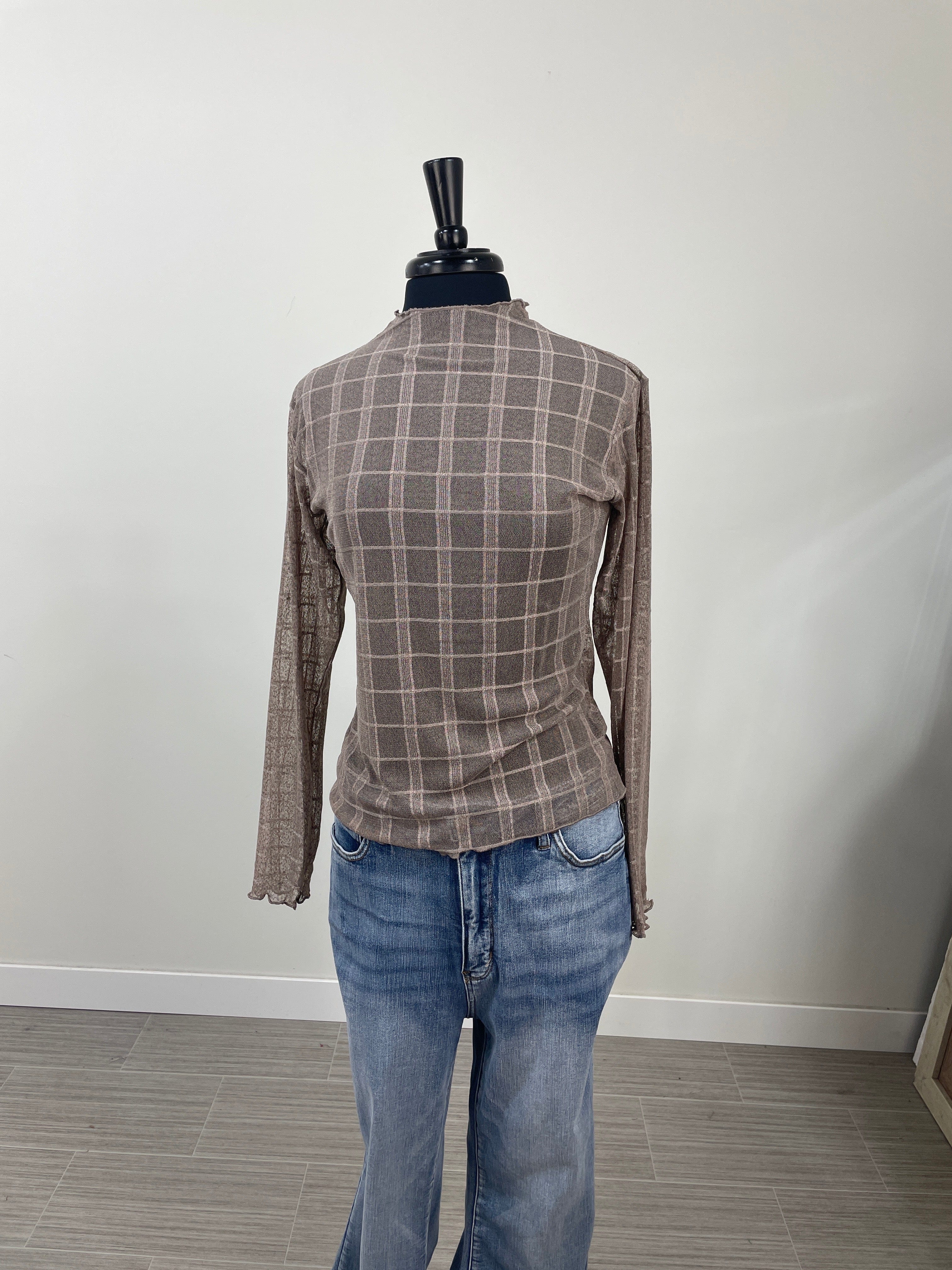 Mocha Textured Mesh Fitted Top