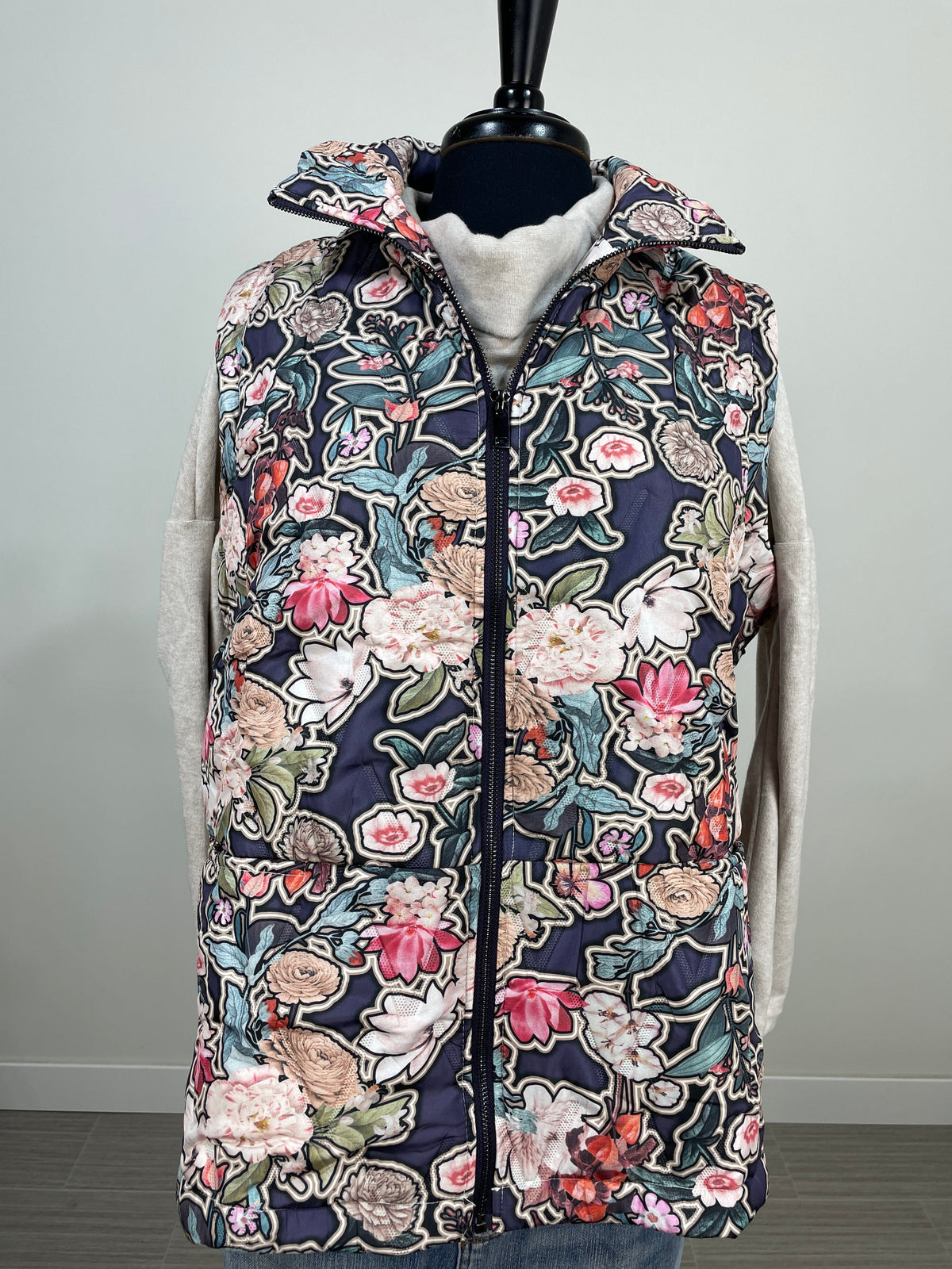 Multi Floral Puffer Vest