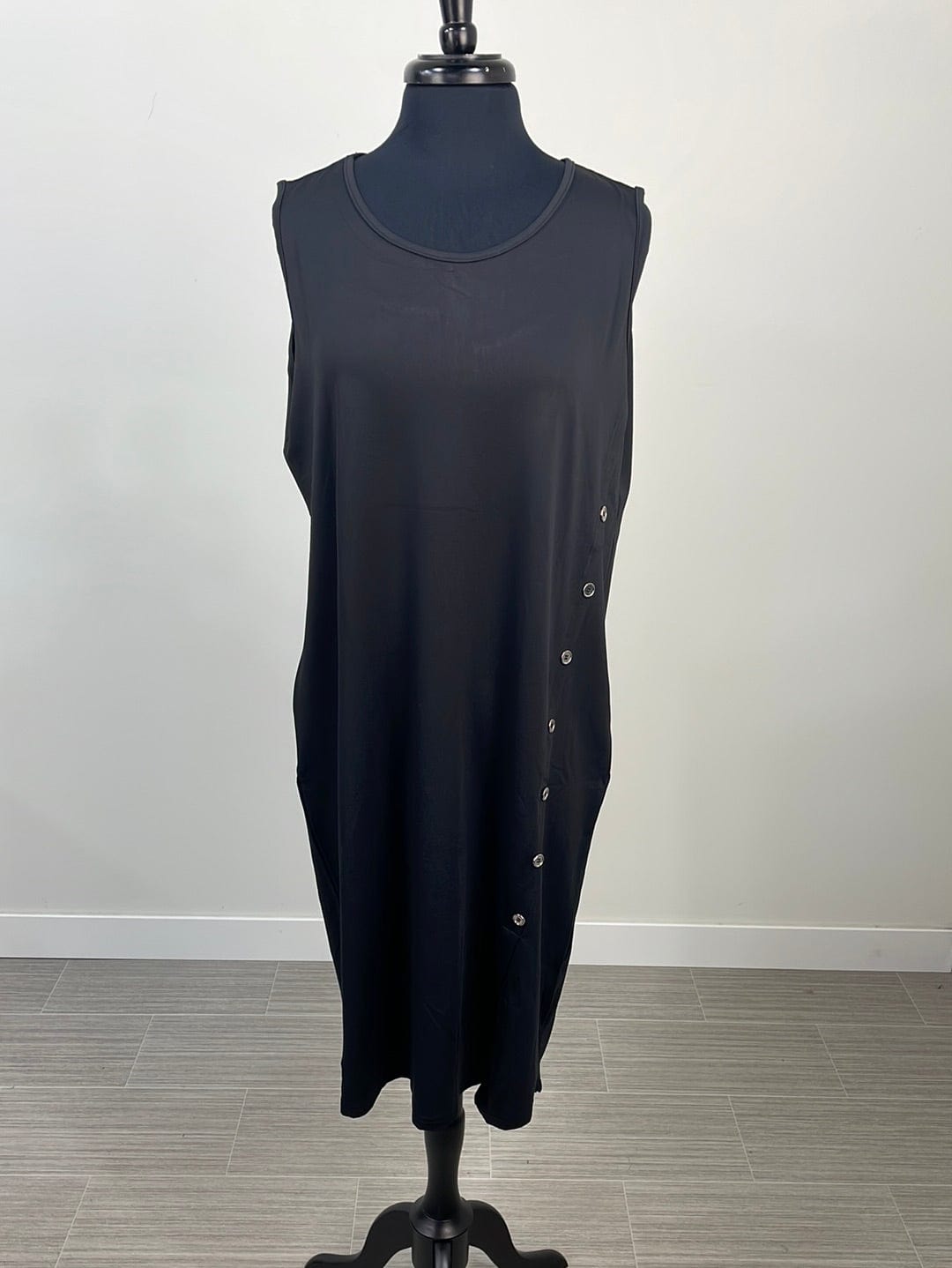 Black Side Button Detail Dress