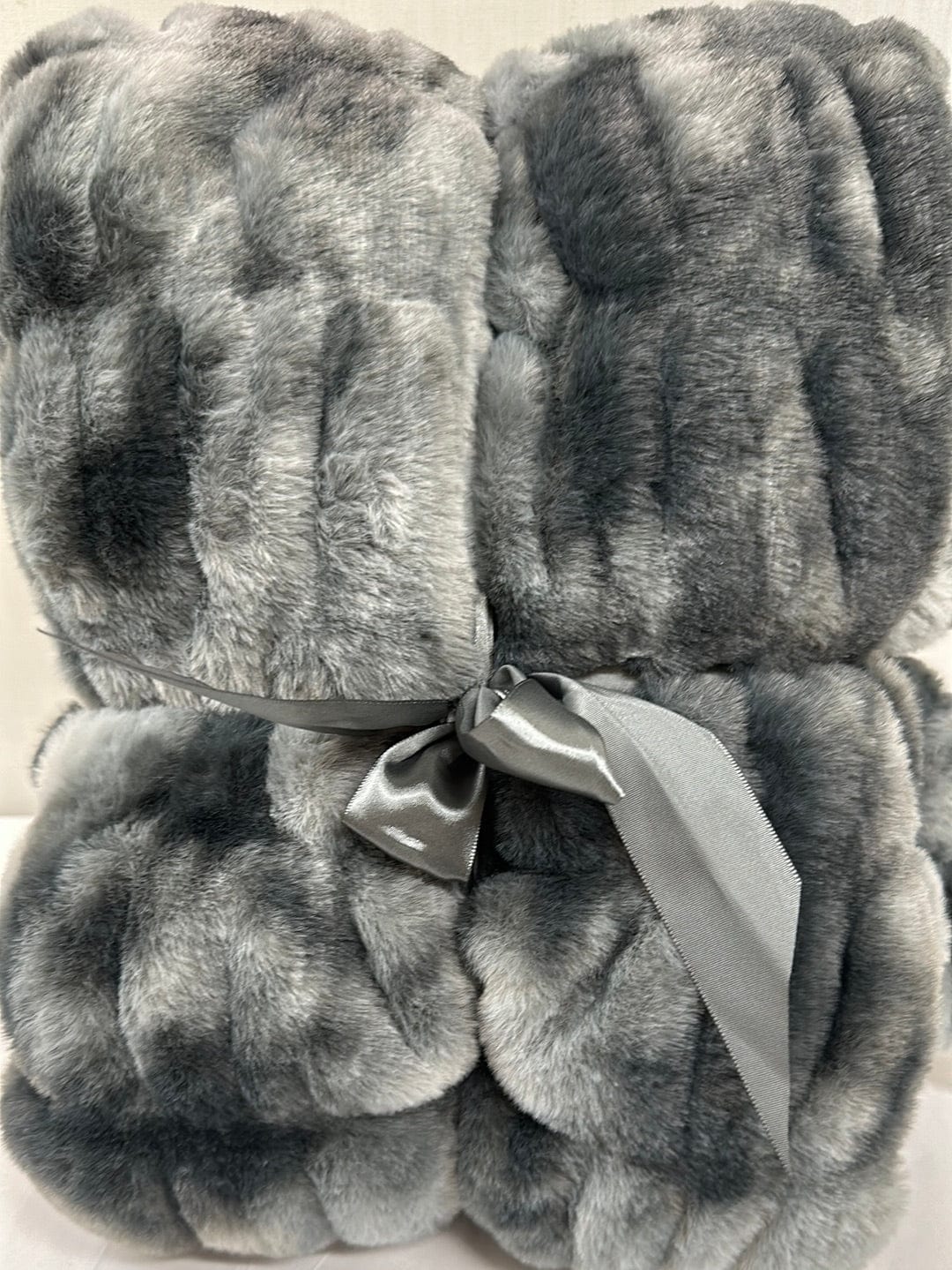 Gray Double Lined Luxe Minky Faux Fur Blanket