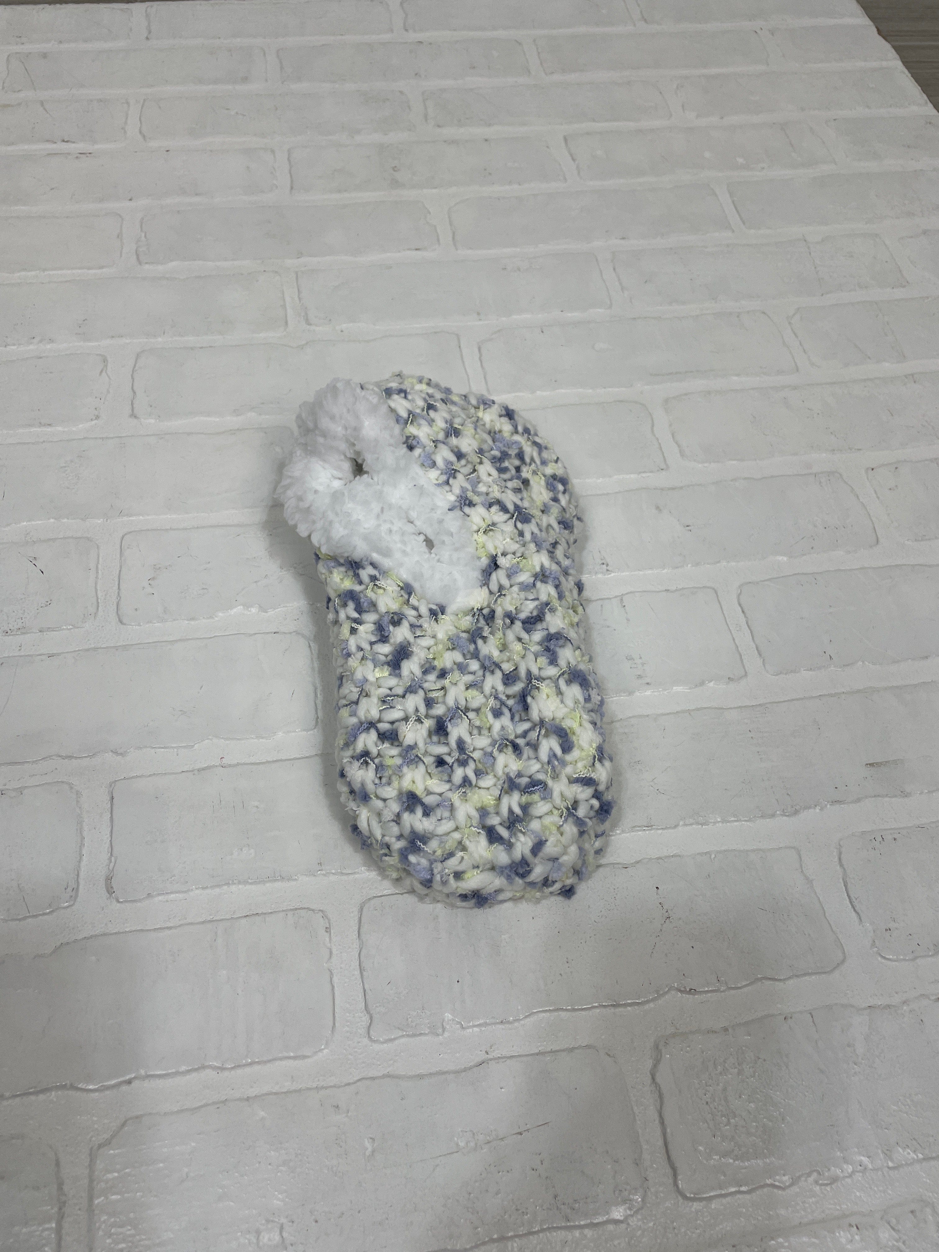 Blue Knit Sherpa Lined Slippers