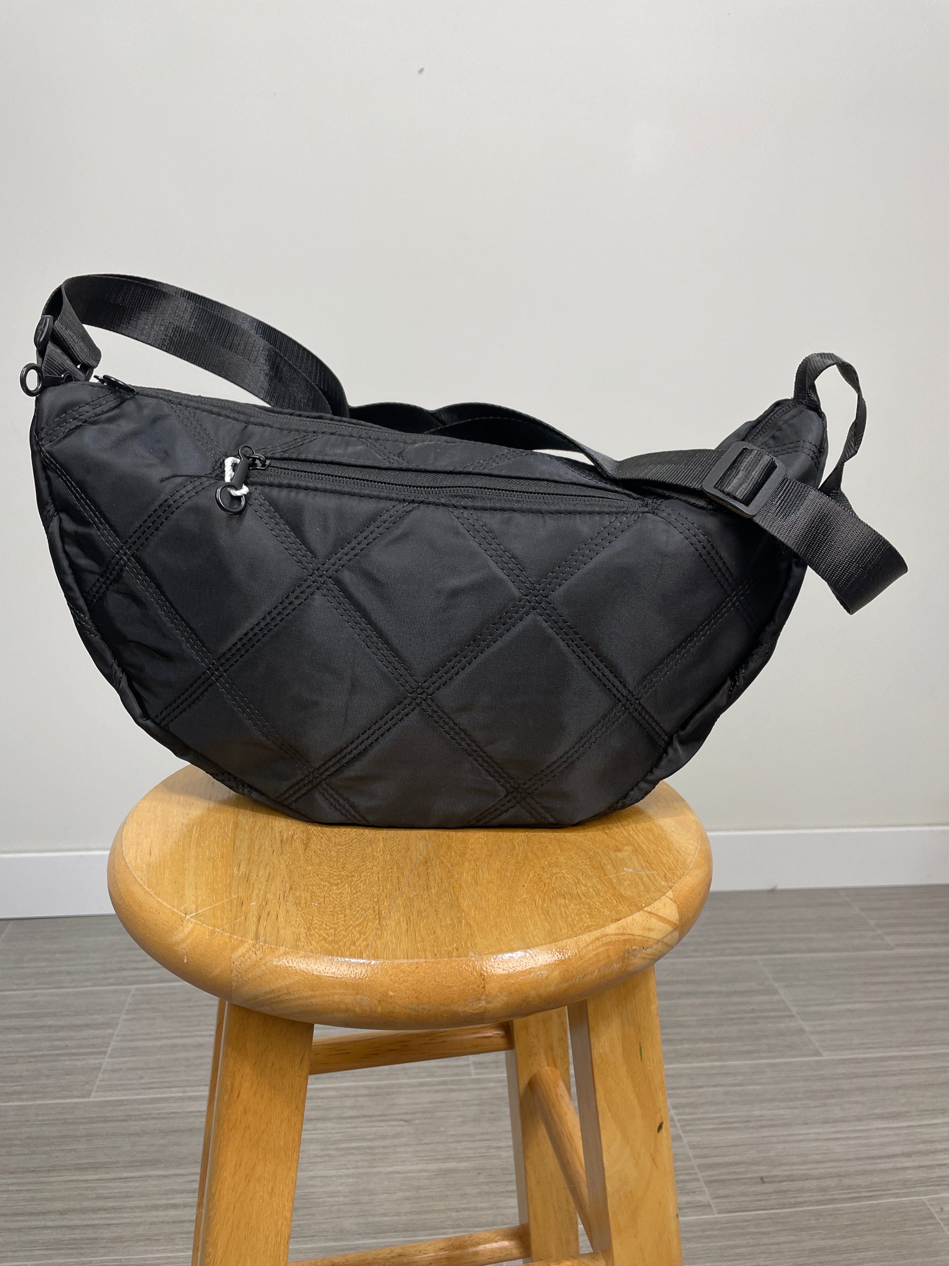 Black Quilted Crescent Crossbody