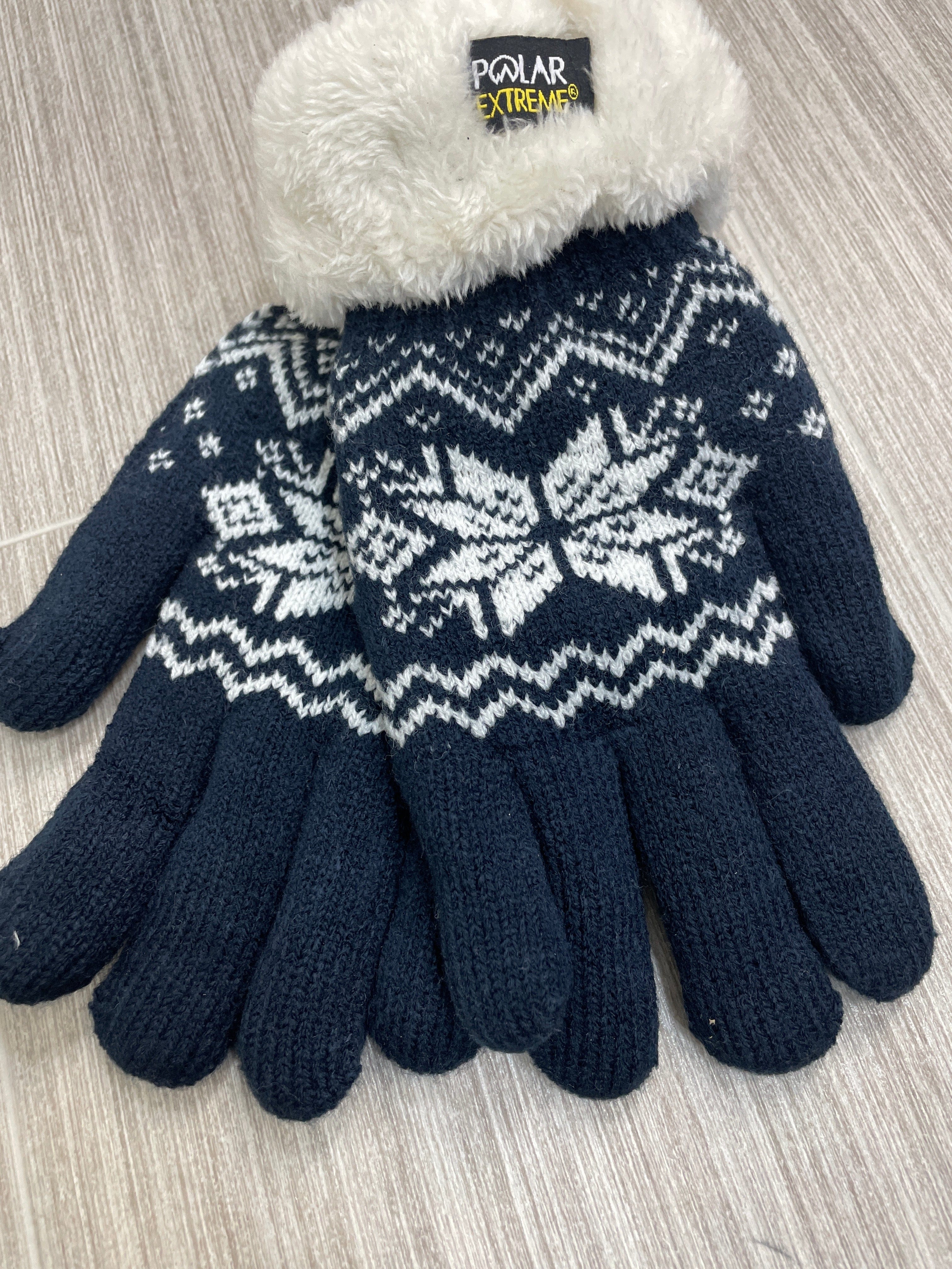 PE Women's Navy Snowflake Gloves