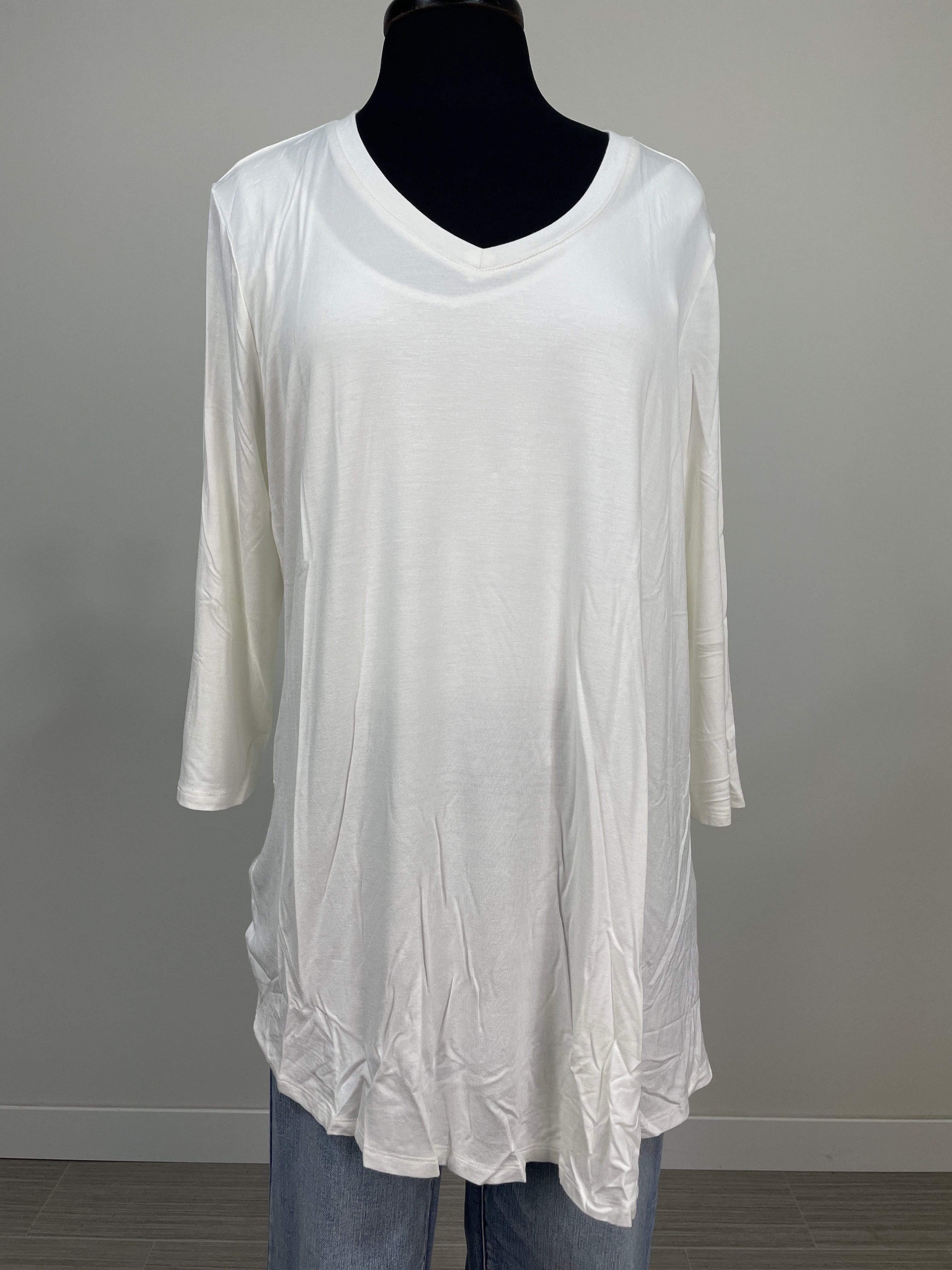Ivory Basic V-Neck Top