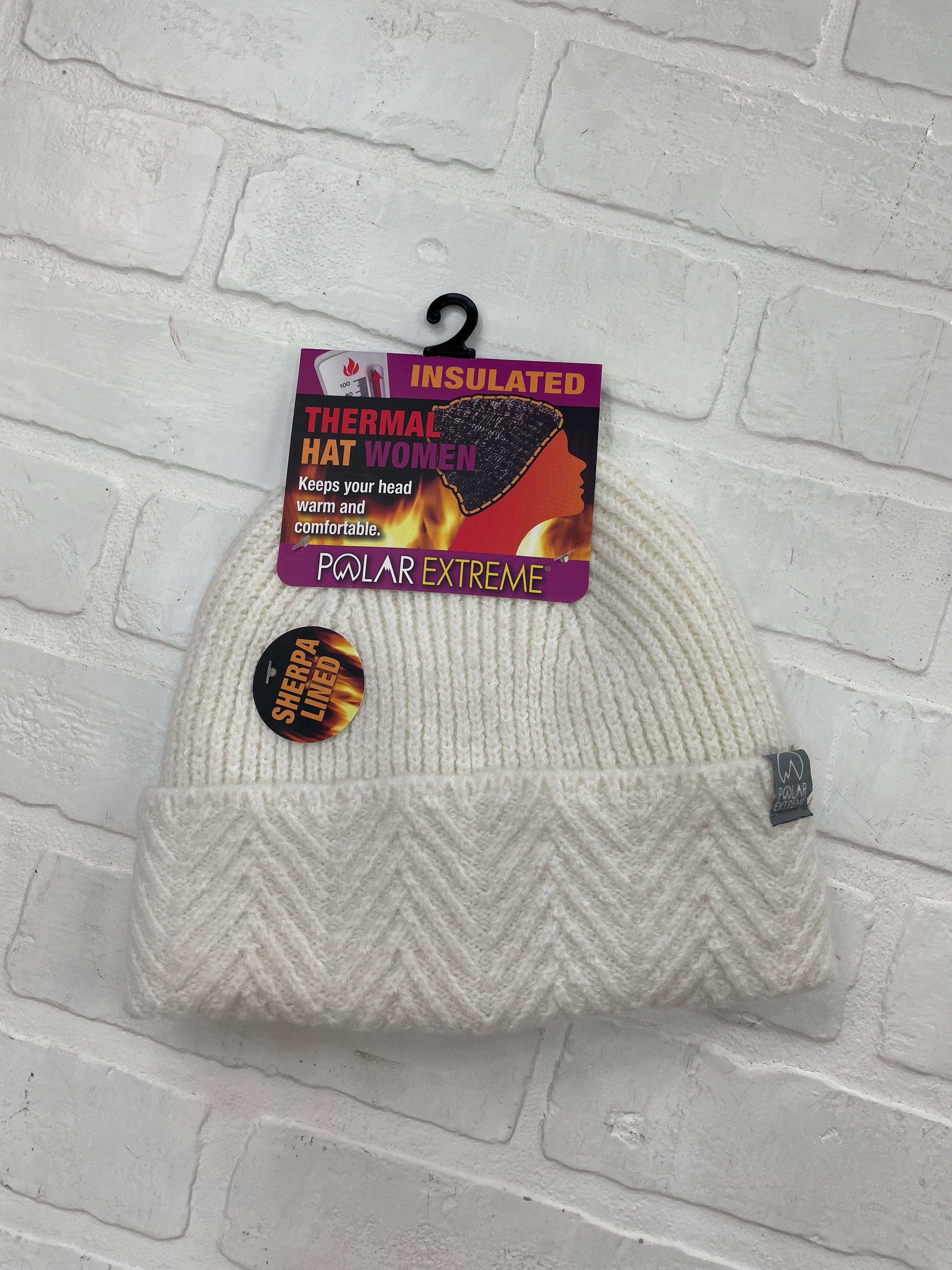 Ivory Women's Sherpa Lined Lurex Cuffed Polar Extreme Heat Hat
