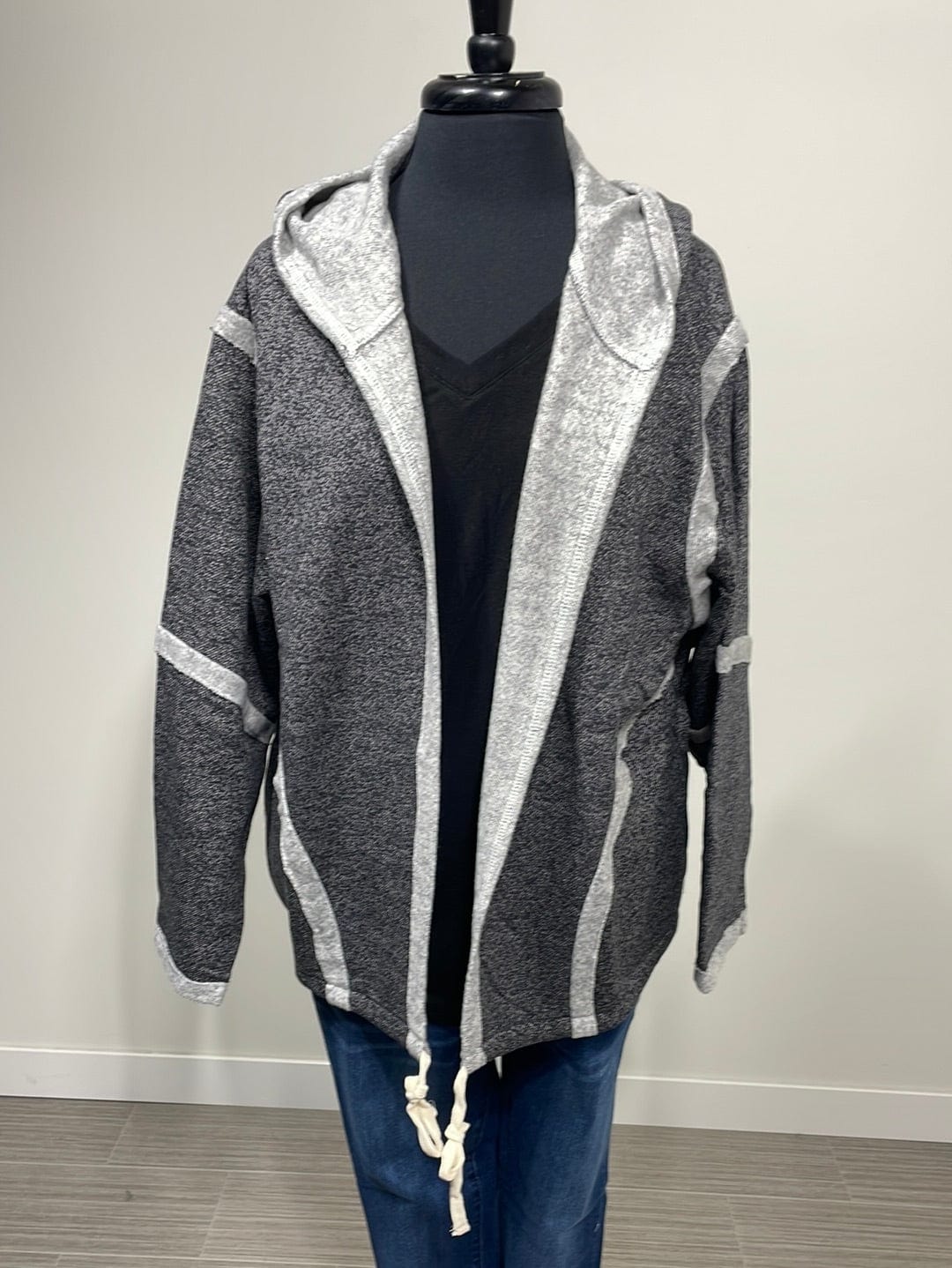 Black Cozy Hooded Cardigan