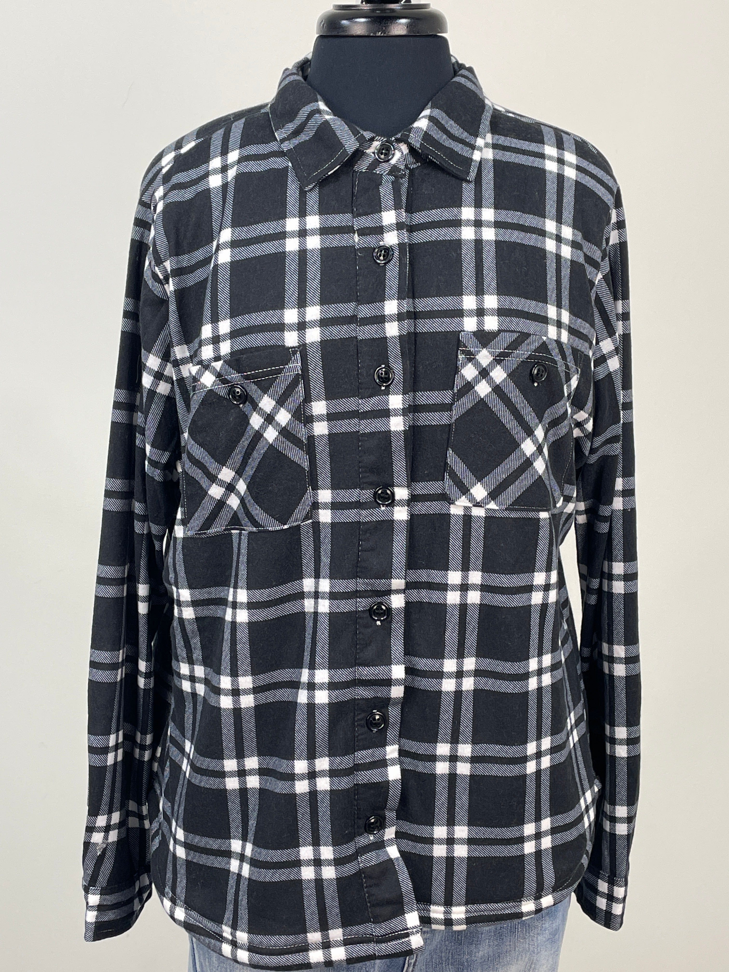 Black & White Plaid Sherpa Shacket
