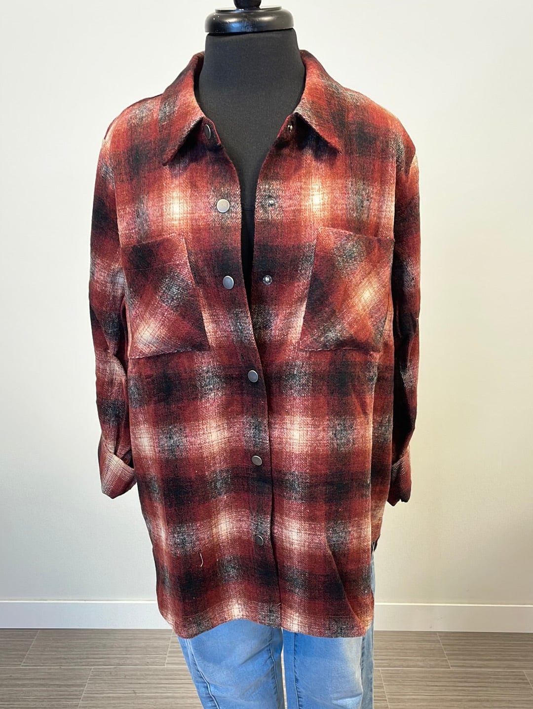 Burgundy Plaid Shacket