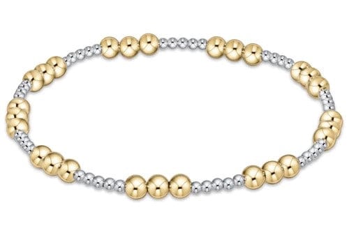 Classic Joy Pattern 4mm Bead Bracelet - Mixed Metal