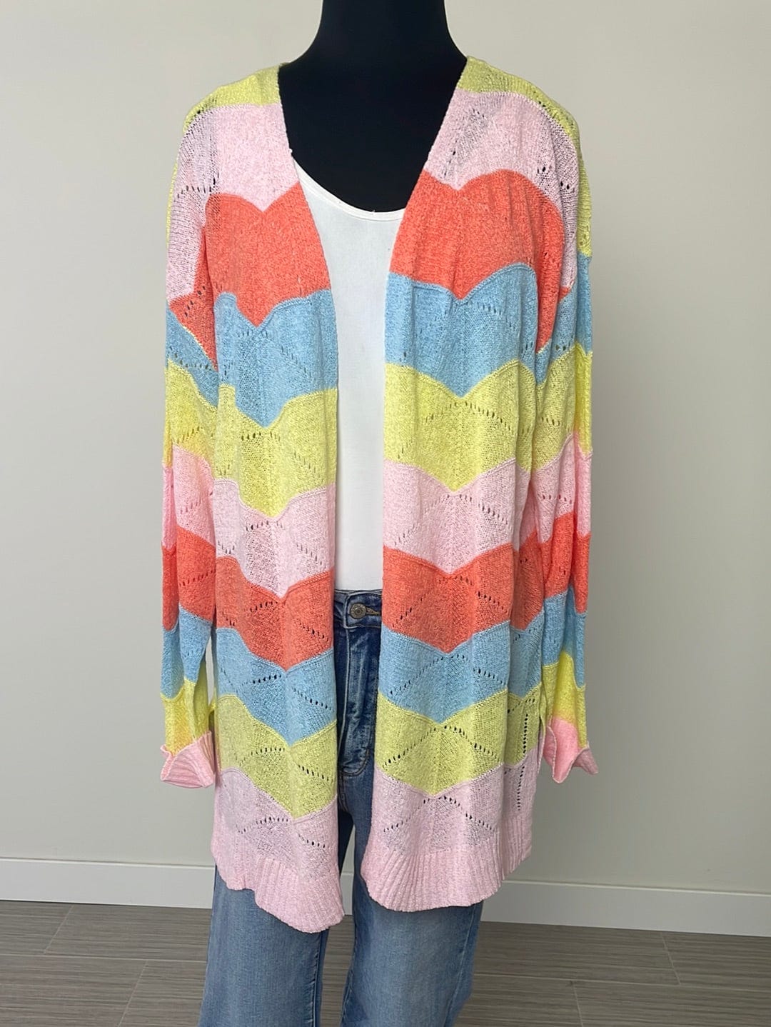 Pastel Rainbow Scallp Parker Cardigan