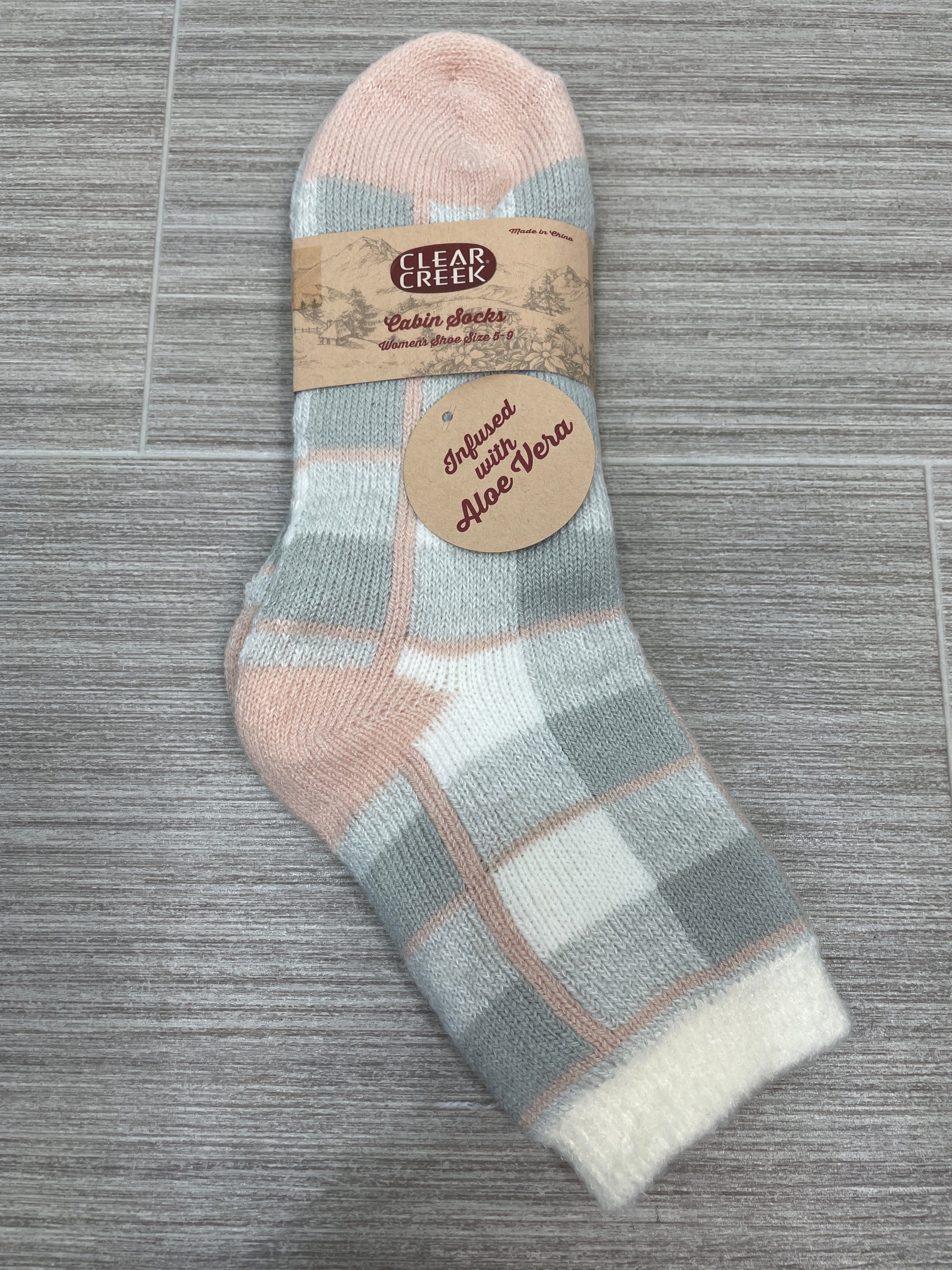 Pink & Grey Plaid Aloe Cabin Sock