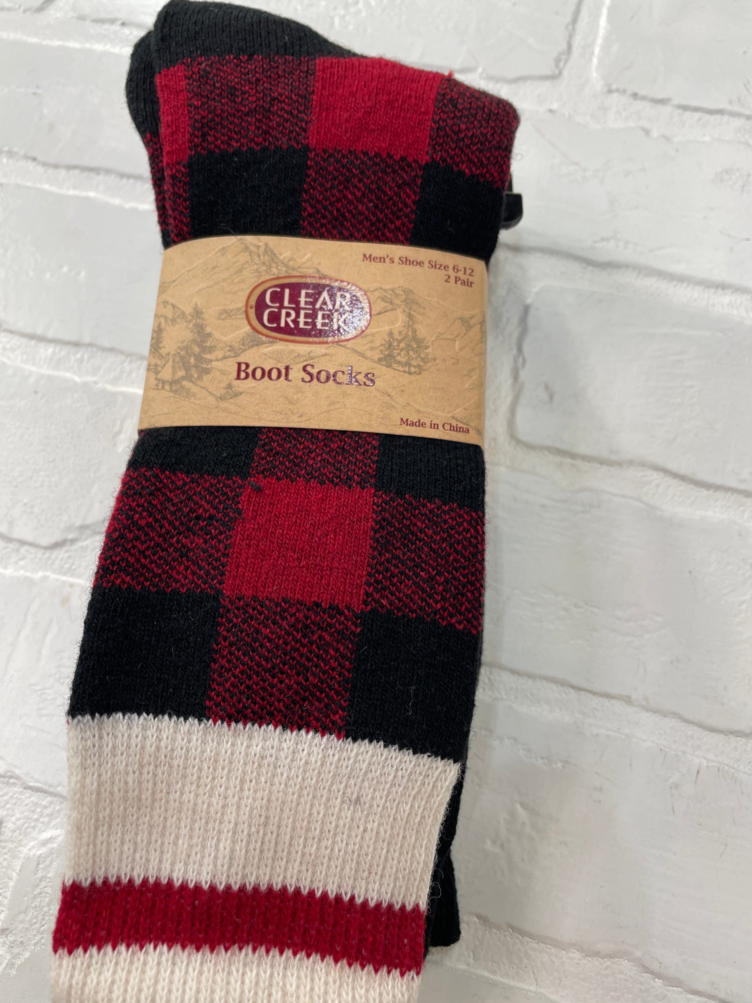 CC Men's Red & Black Plaid Boot Sock