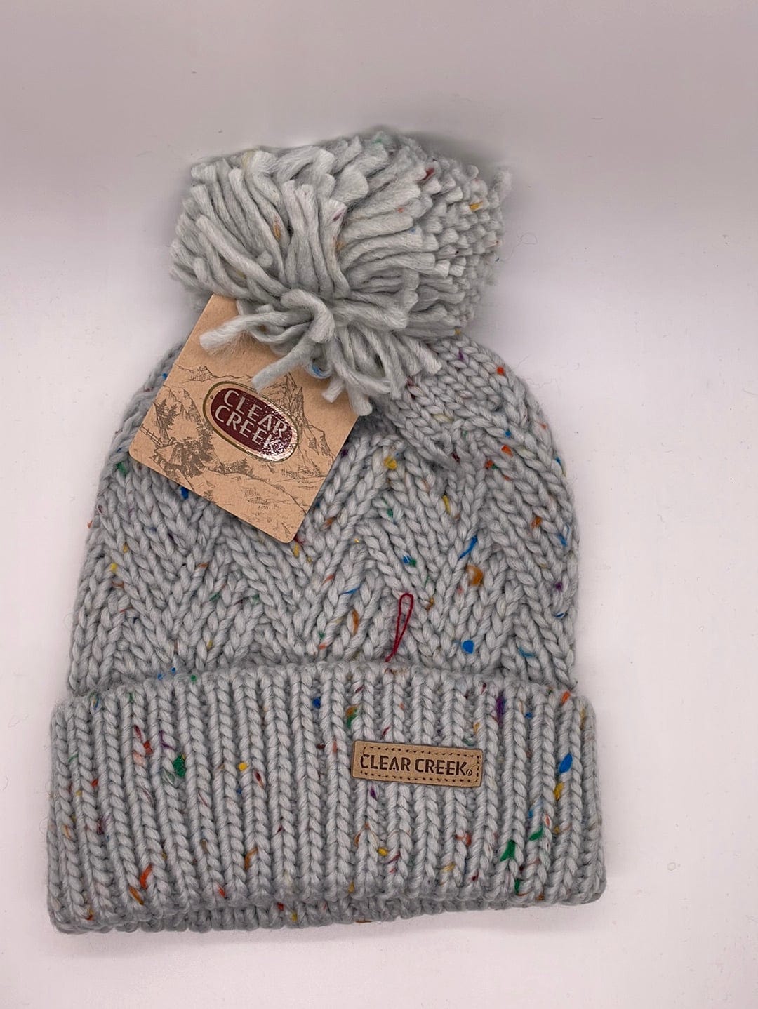 CC Dusty Blue Fleck Cuffed Hat w/Pom