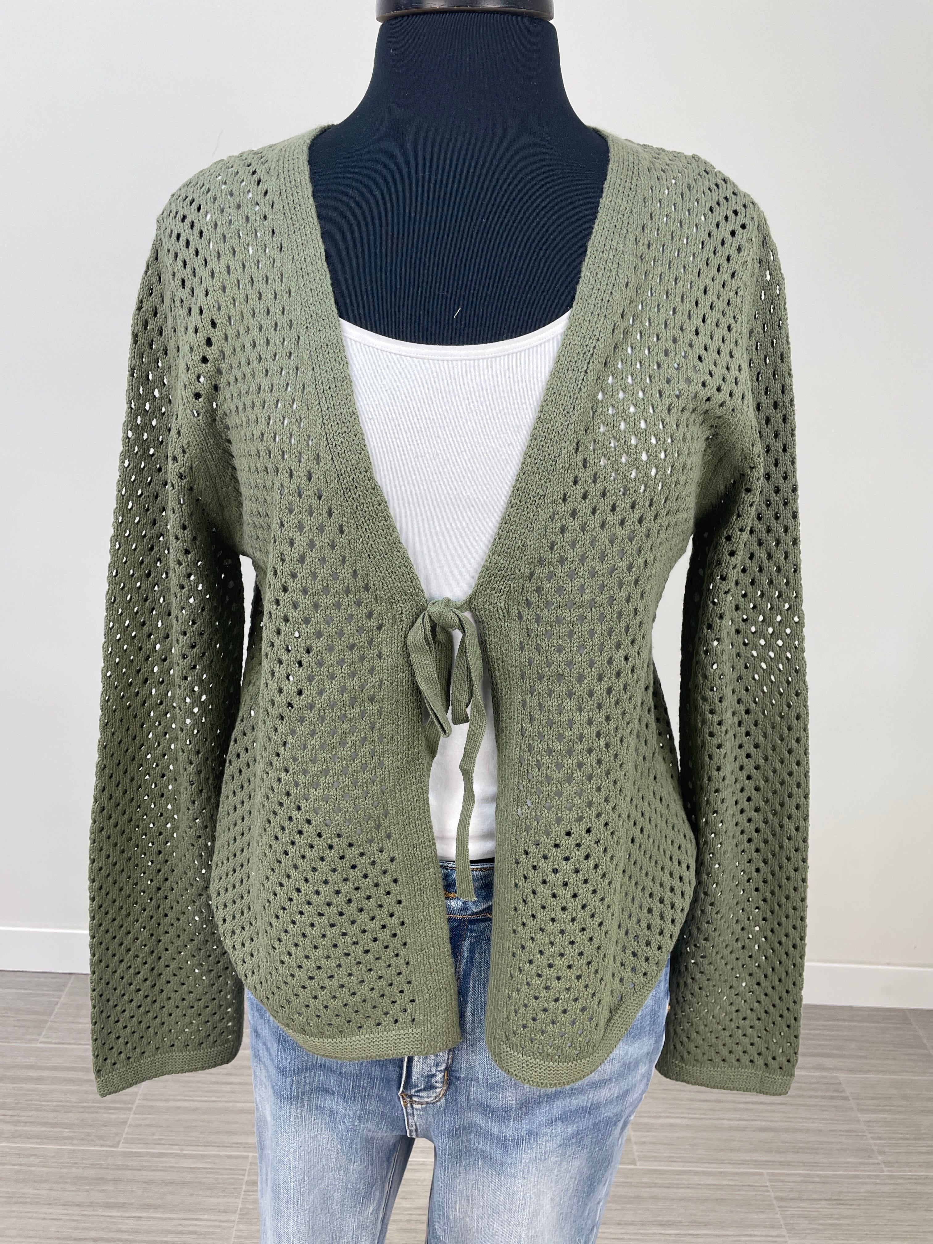 Olive Tie Cardigan