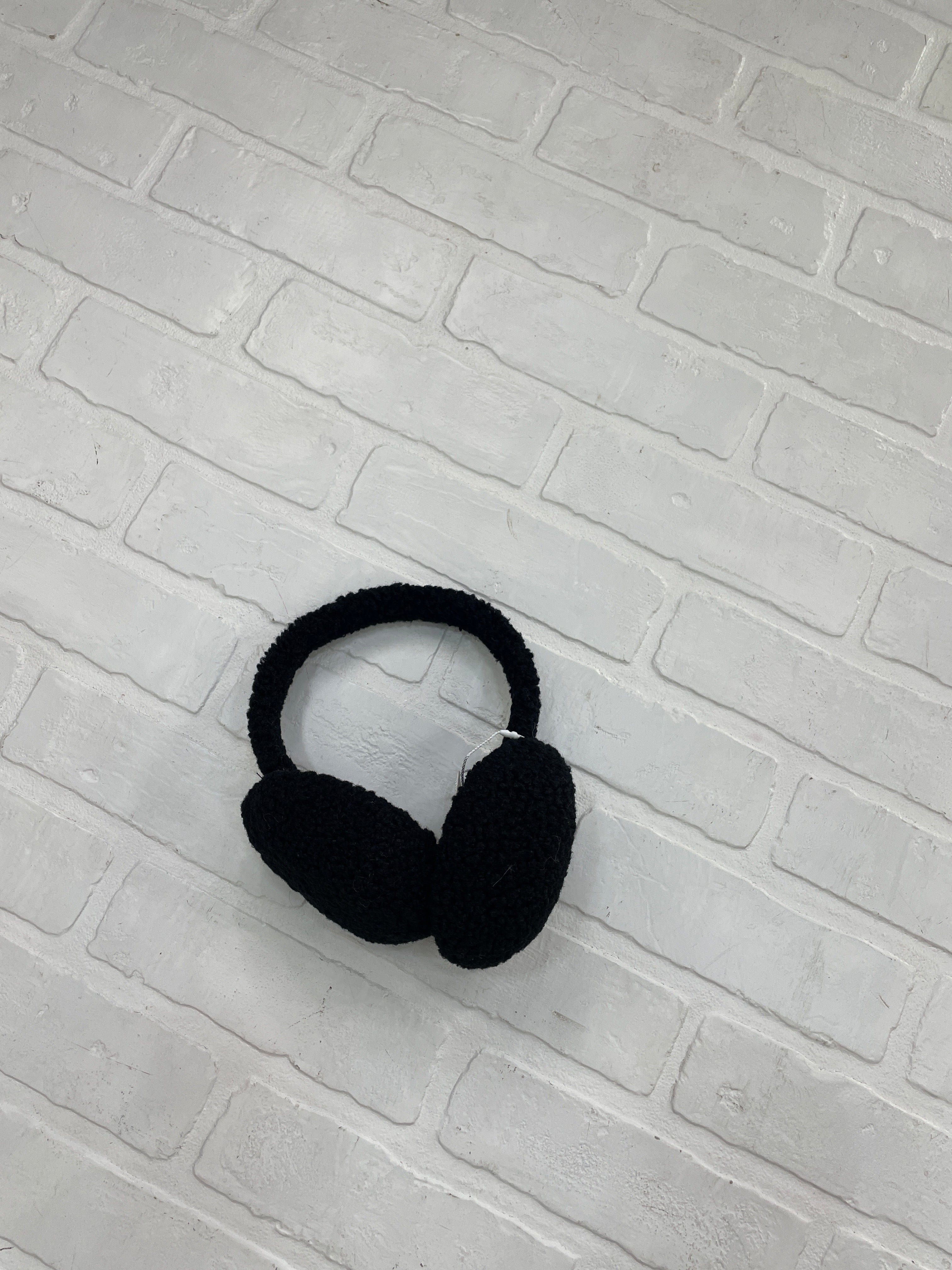 Black Solid Sherpa Ear Muffs