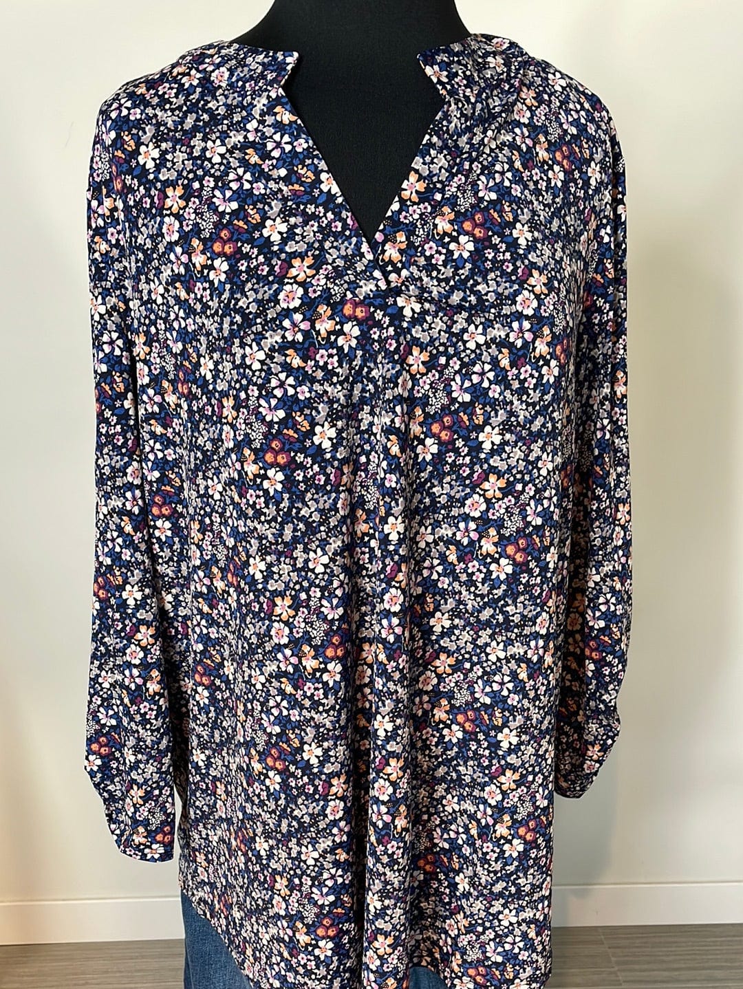 Navy & Magenta Ditsy Lizzy Top