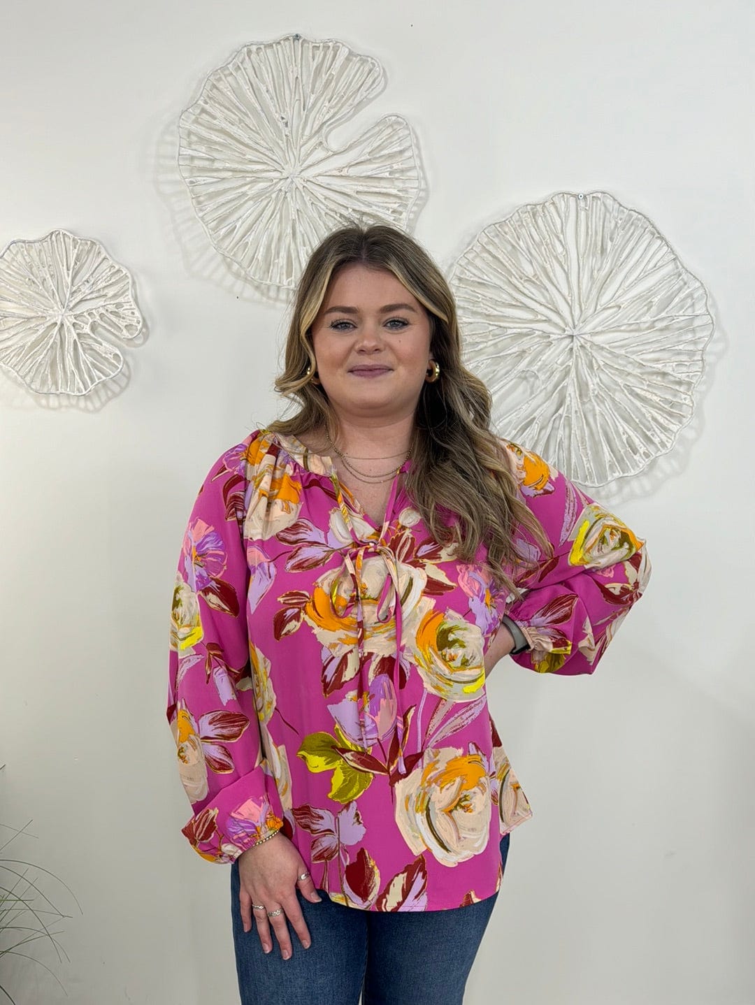 Magenta Classic Florals Blouse