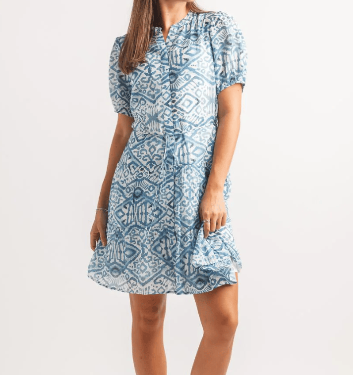 Blue Geo Print Dress
