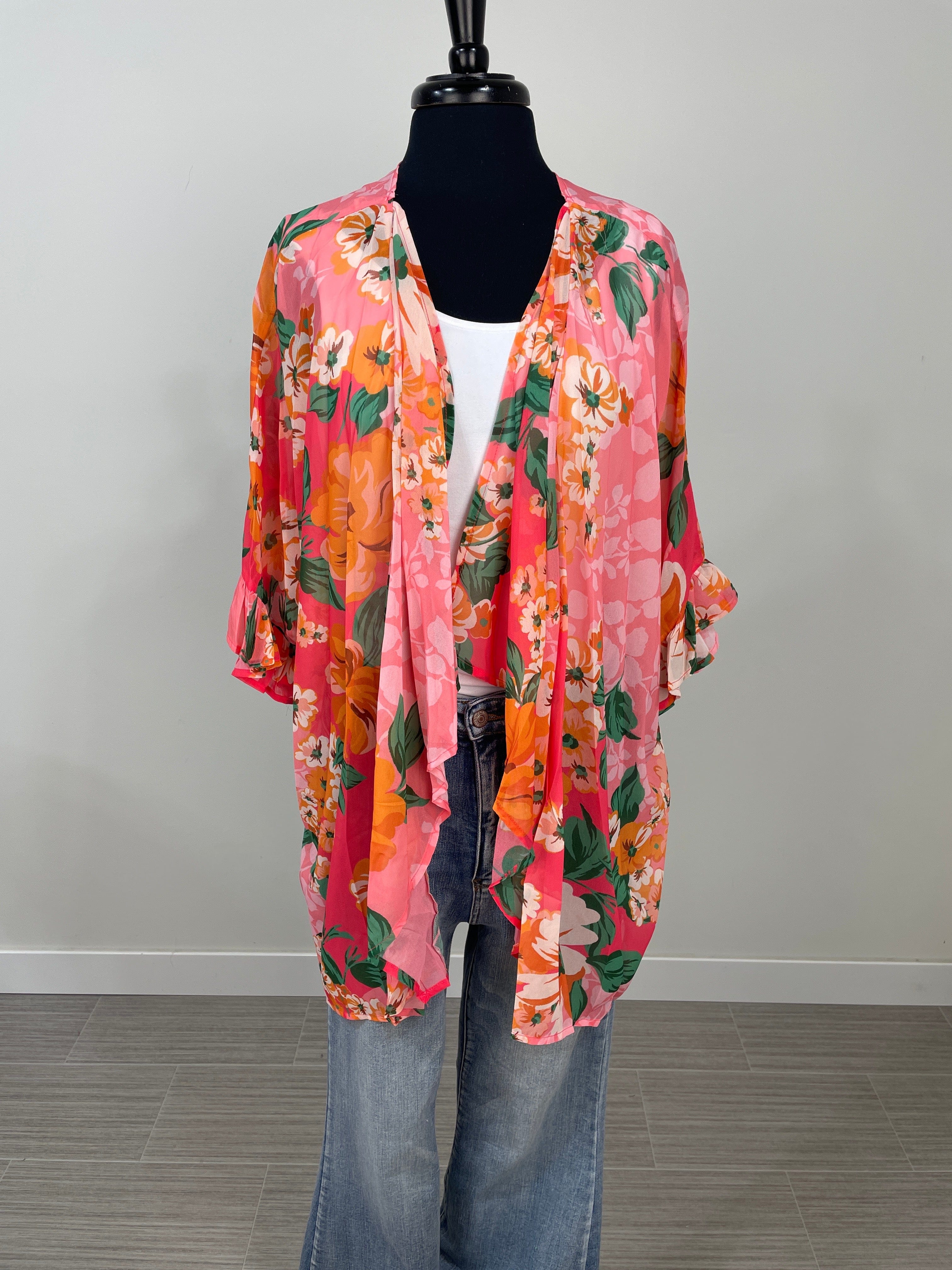 Pink Floral Kimono