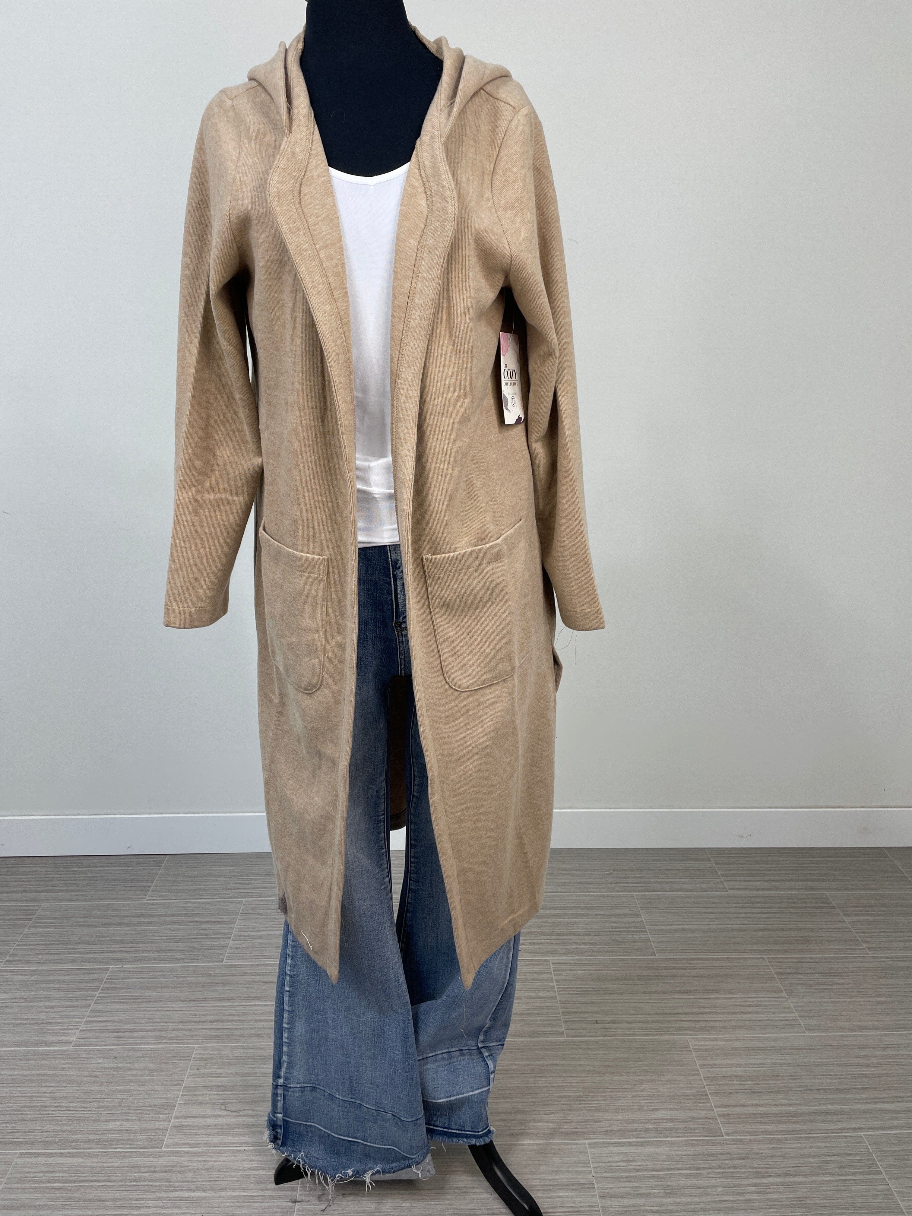 Heathered Taupe Cozy Hooded Cardigan