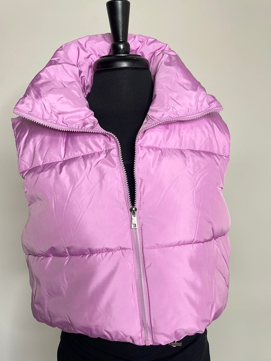 Pink Puffer Cropped Vest
