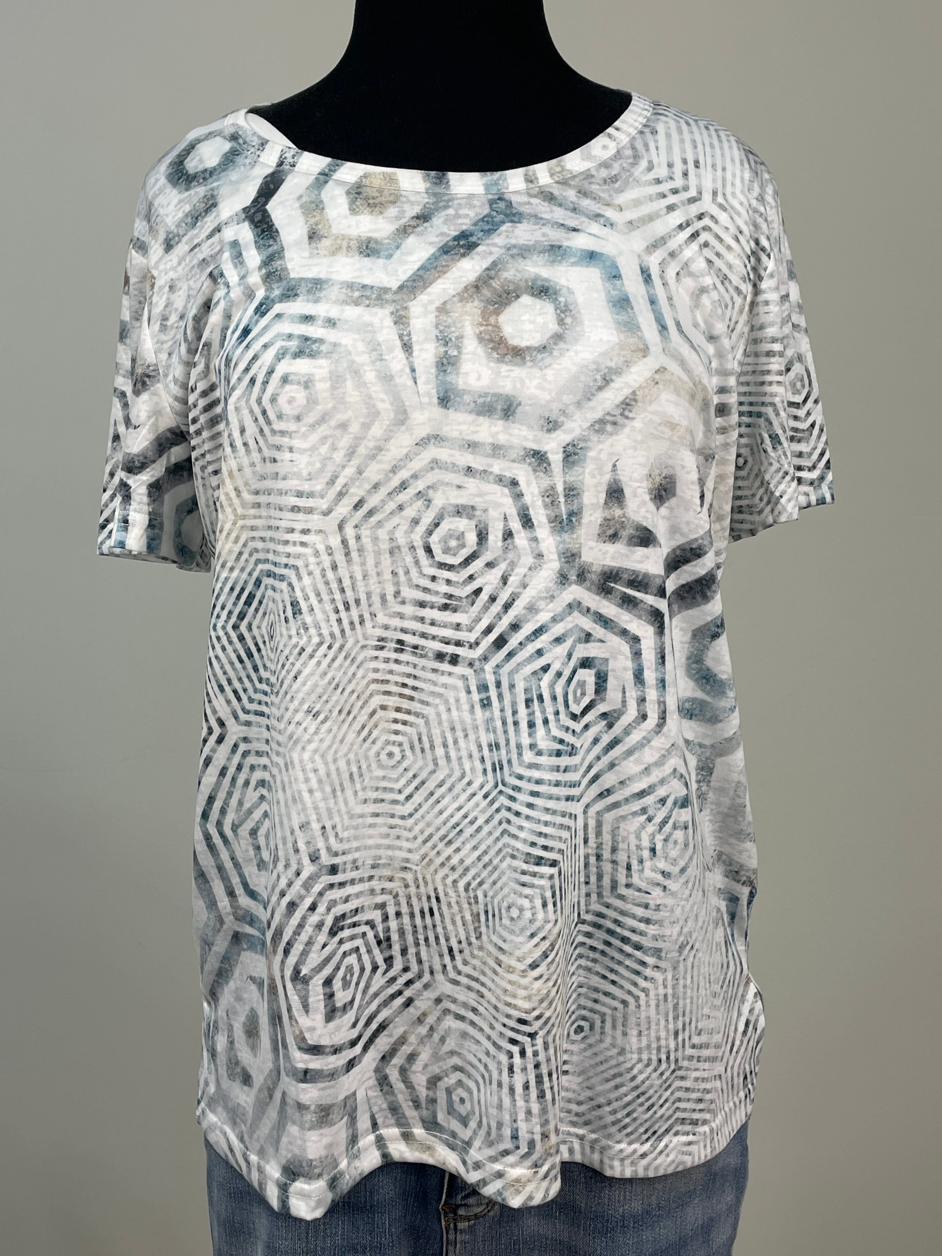 Blue & Charcoal Abstract Art Tee