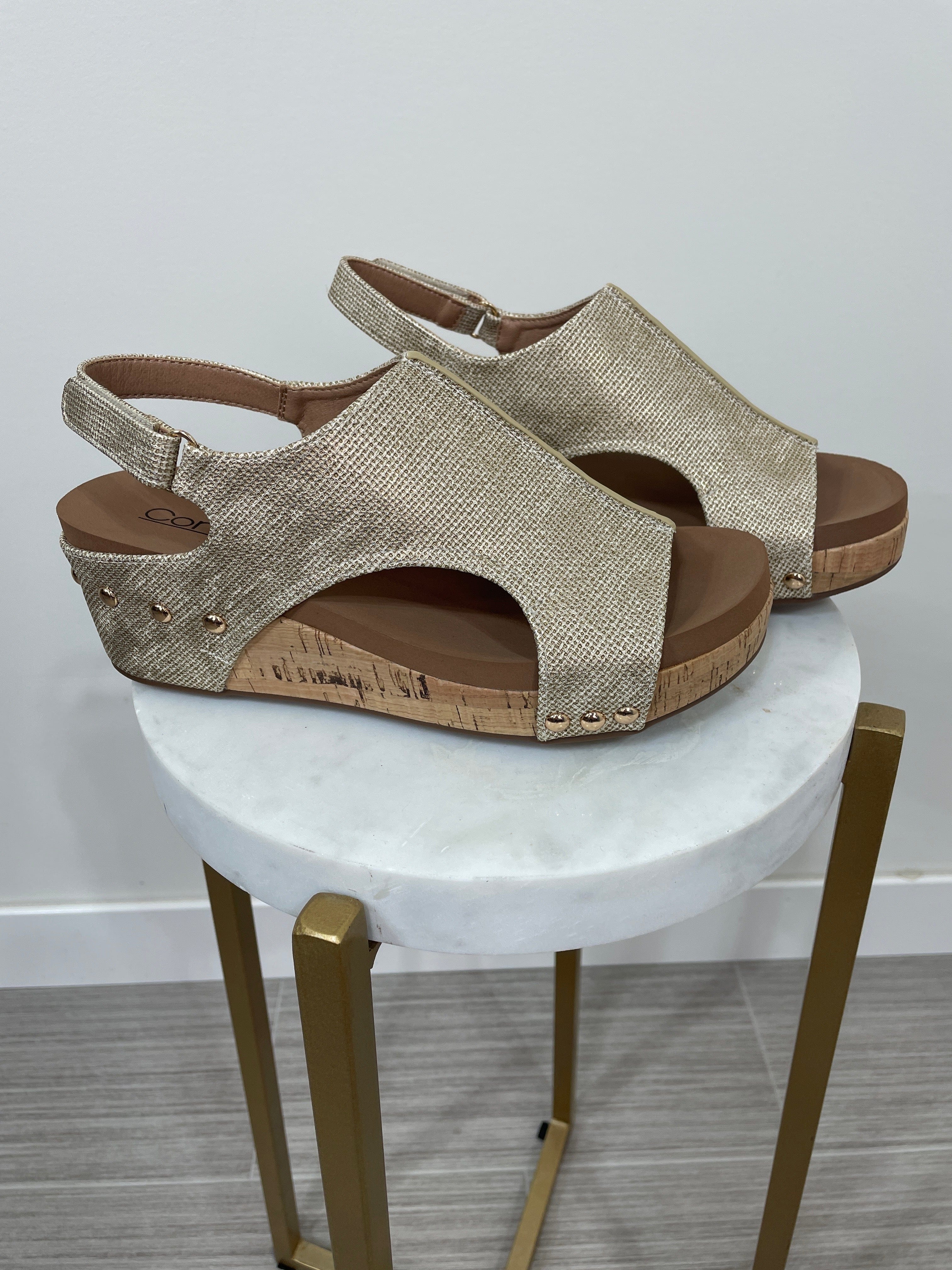 Volta II Gold Texture Wedged Sandal