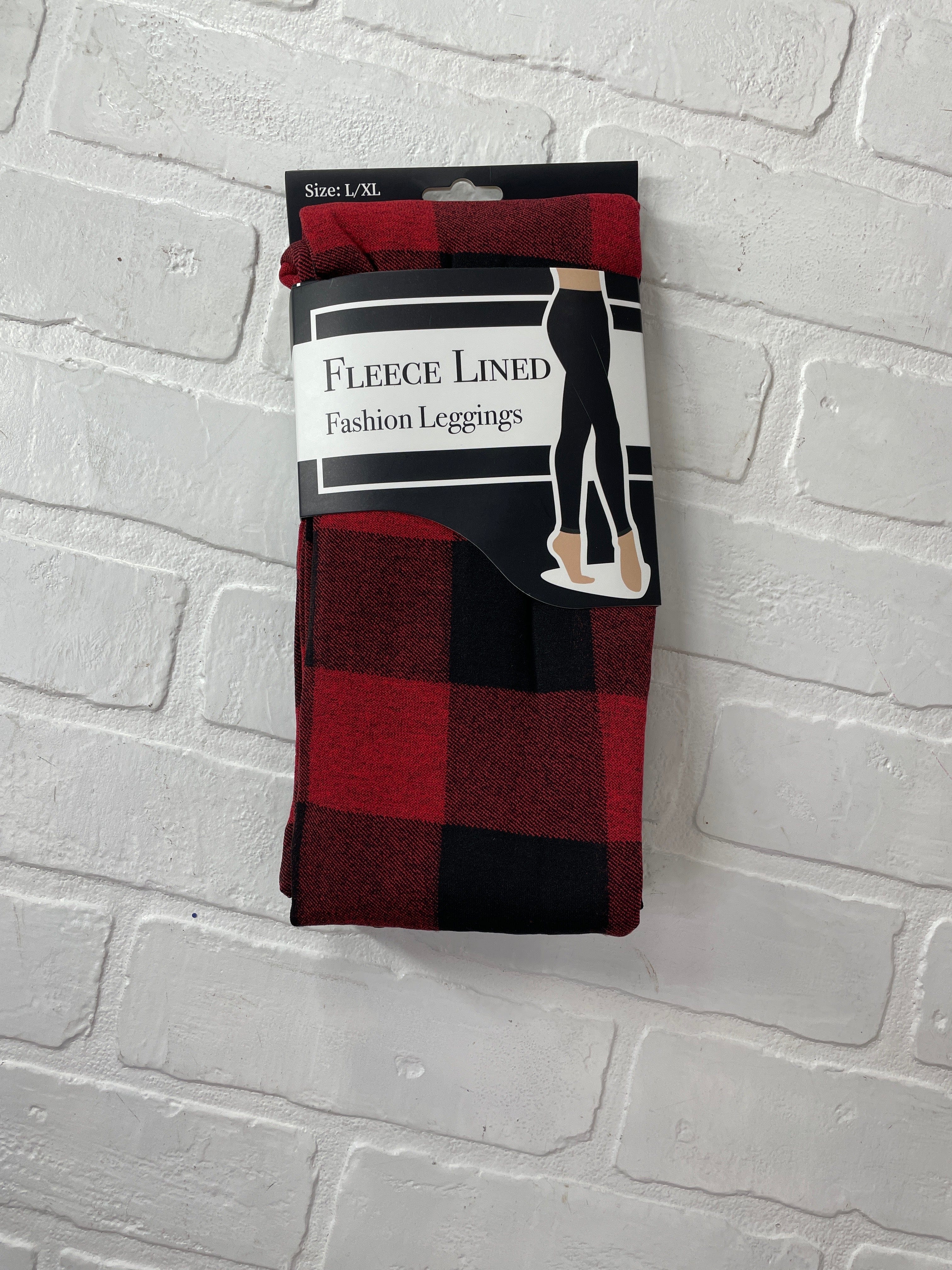 Red & Black Buffalo Check Fleece Legging