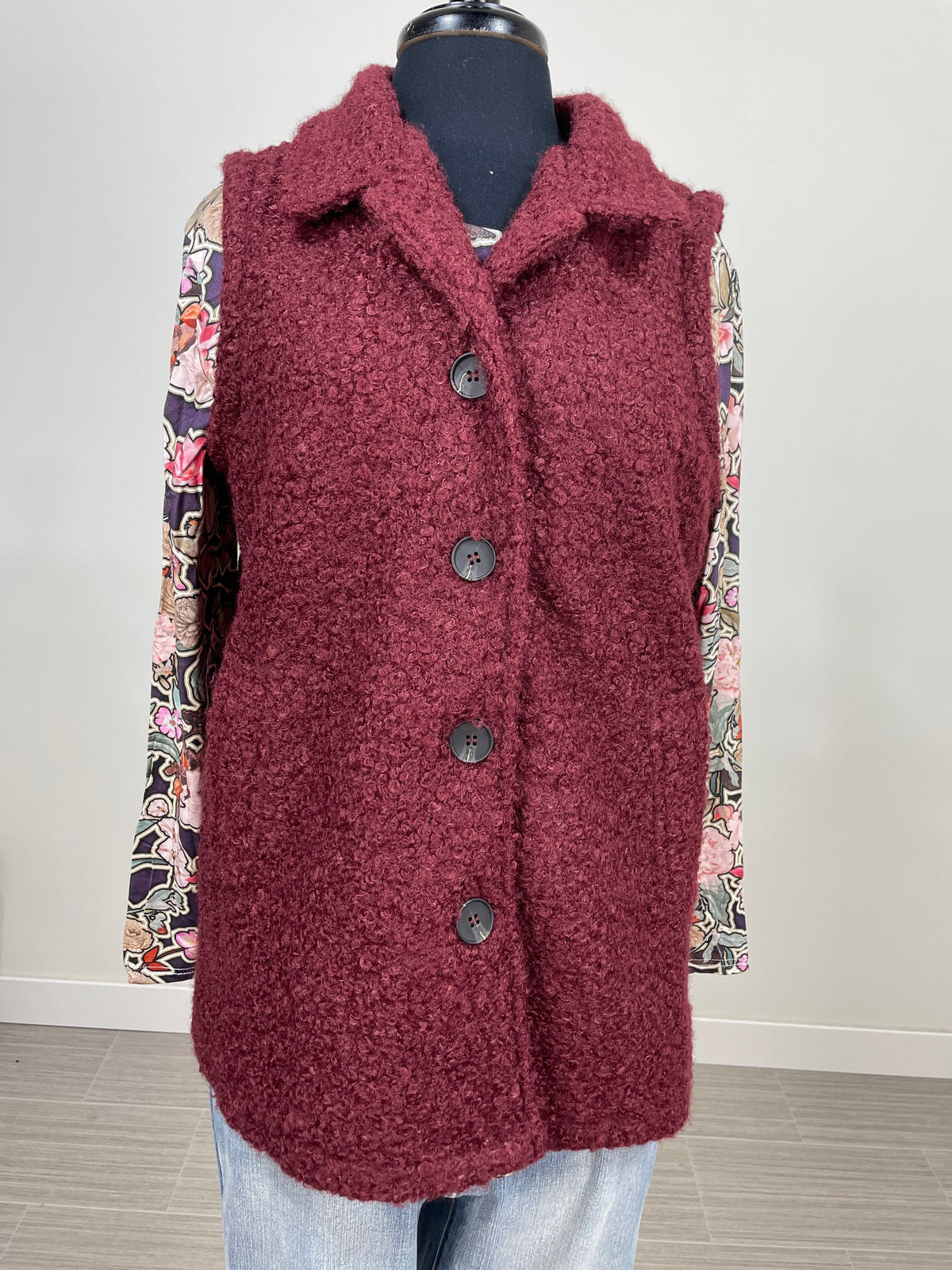 Burgundy Fuzzy Vest