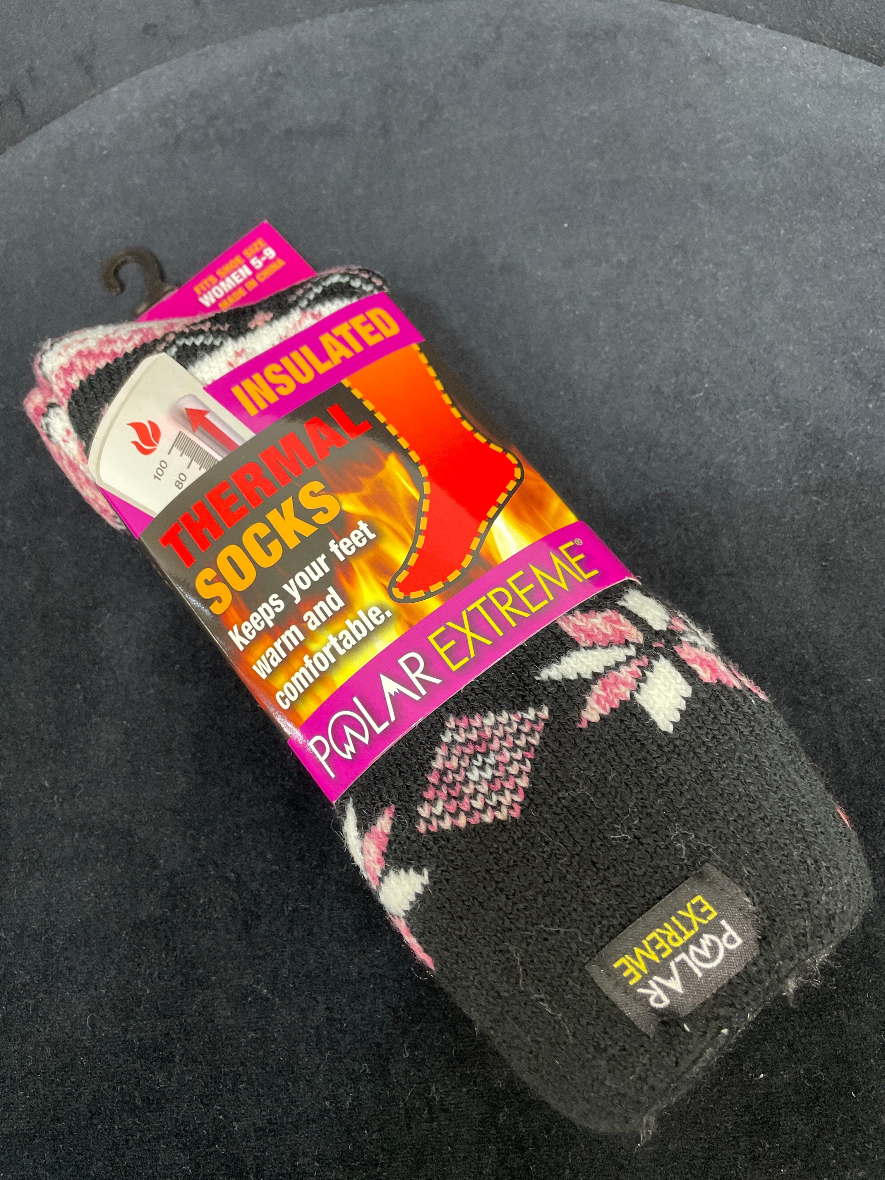 Black & Pink Polar Extreme Heat Women's Fairisle Sock