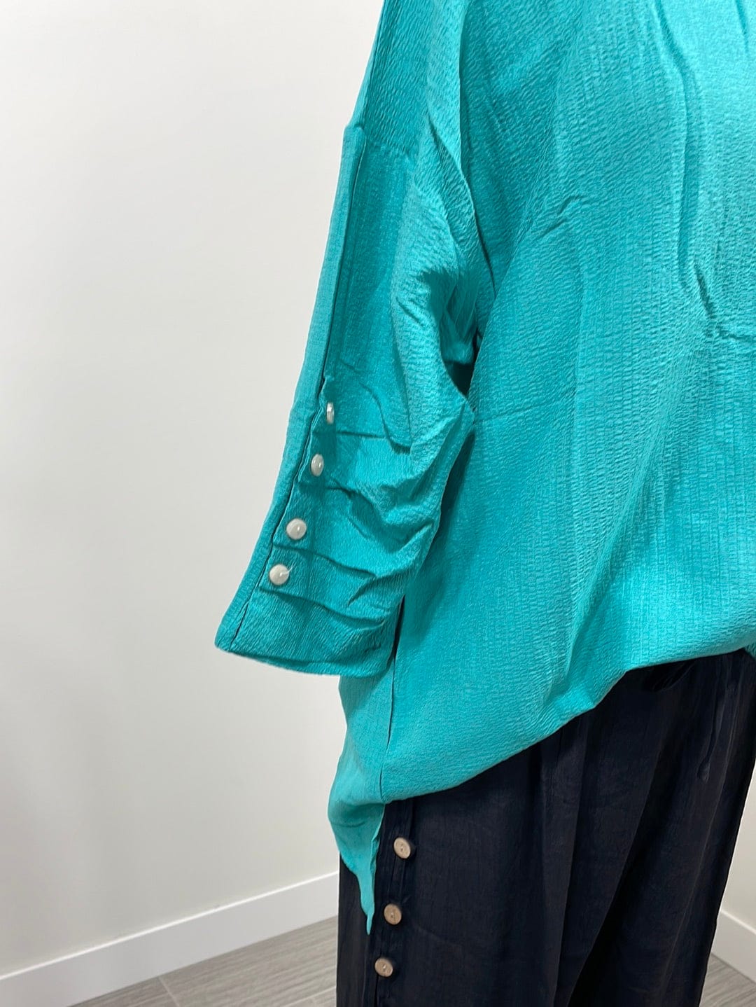Teal Tunic Button Sleeve