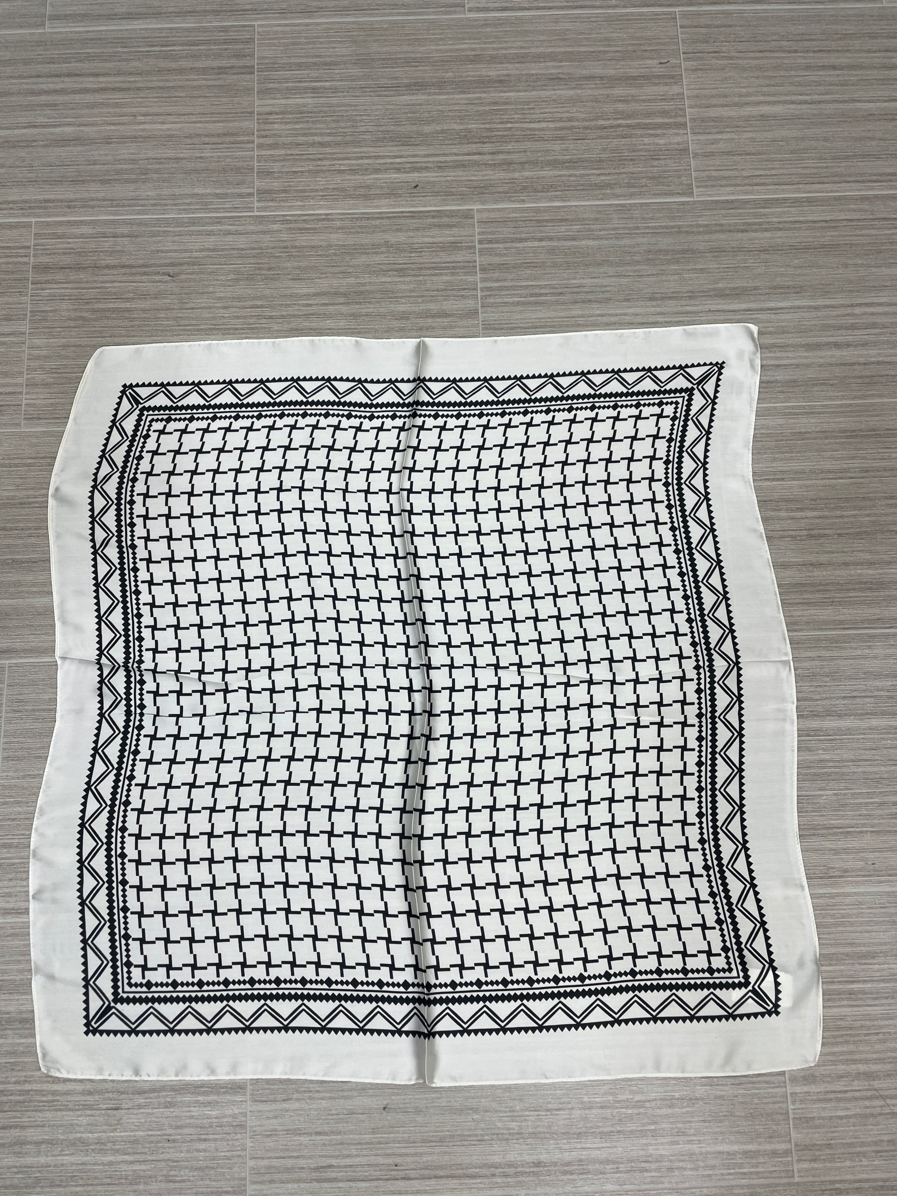 Black & White Abstract Print Satin Scarf