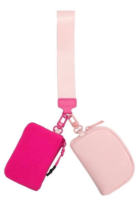 Hot Pink & Pink Dual Pouch Wristlet