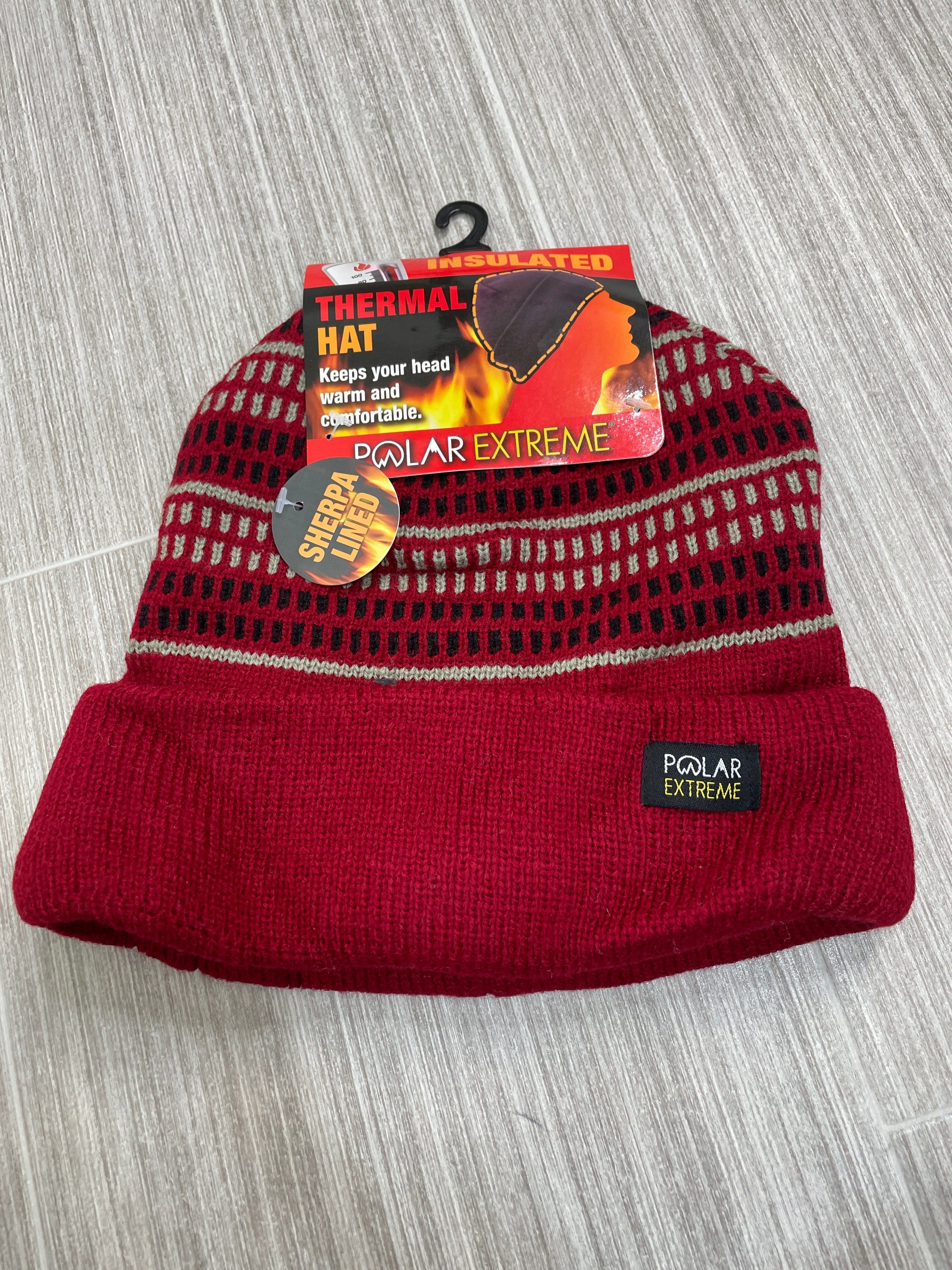 PE Red Patterned Cuffed Hat