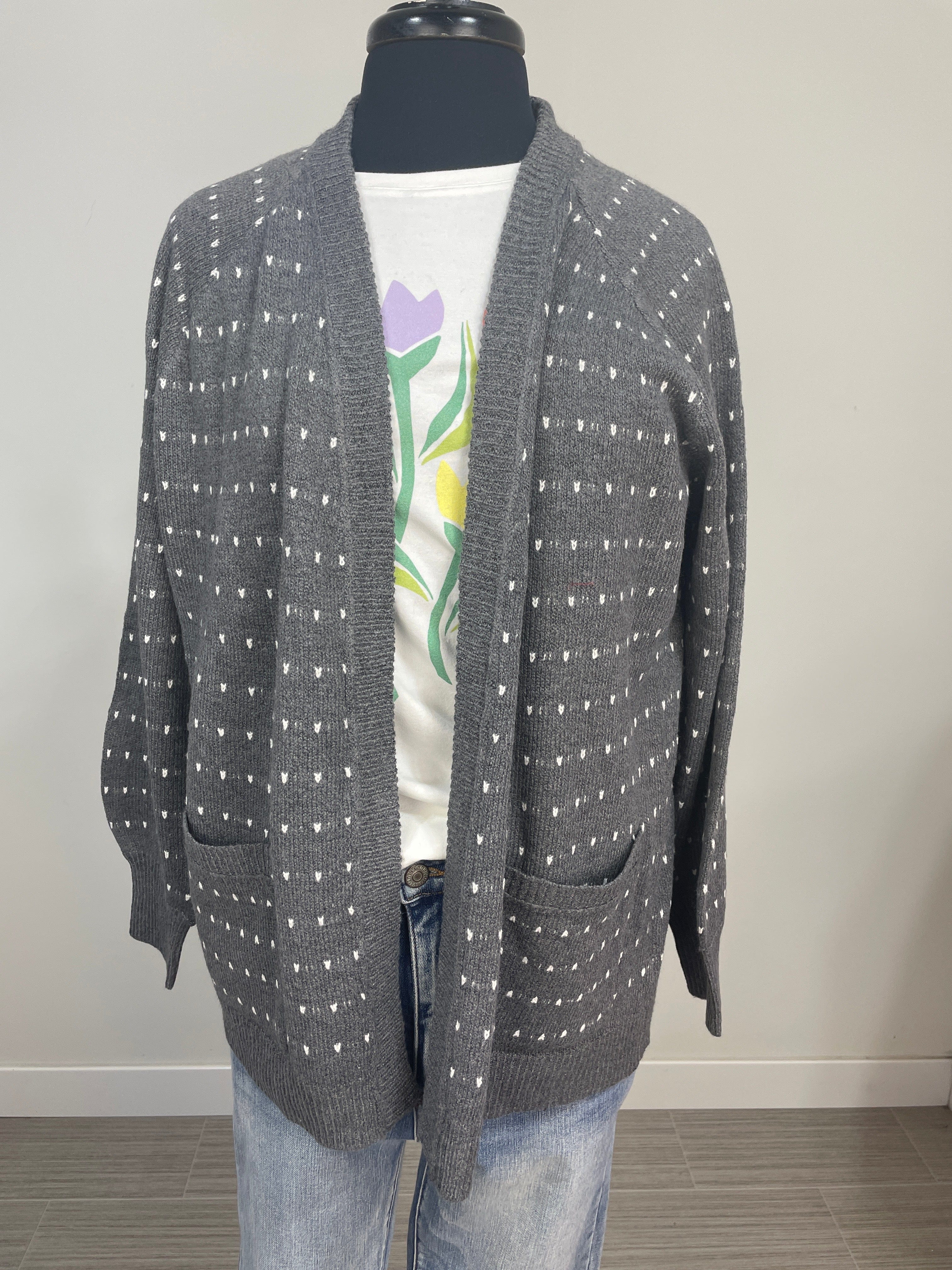 Grey Polkadot Cardigan