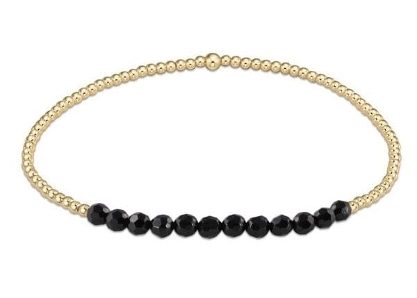 Gold Bliss 2mm Bead Bracelet - Faceted Onyx