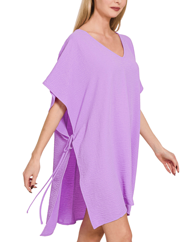 Bright Lavender Tie Side Cover Up