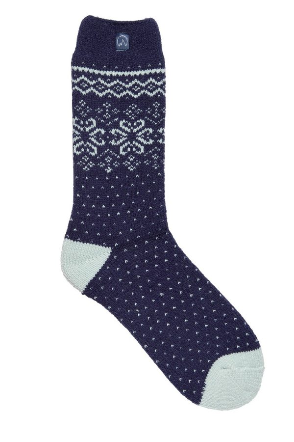 PE Women's Navy Fair Isle Thermal Sock