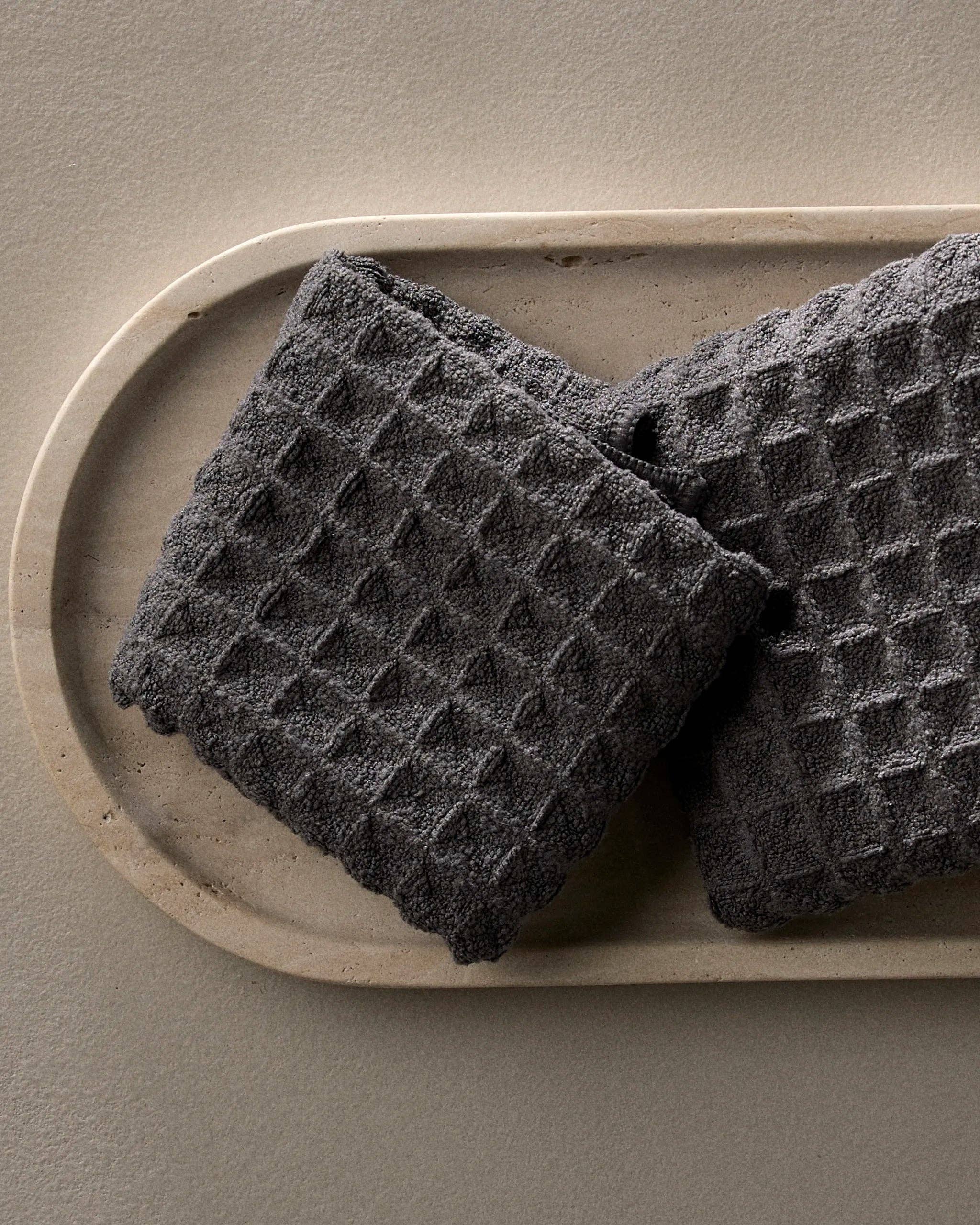 Geometry Charcoal Waffle Washcloth Set
