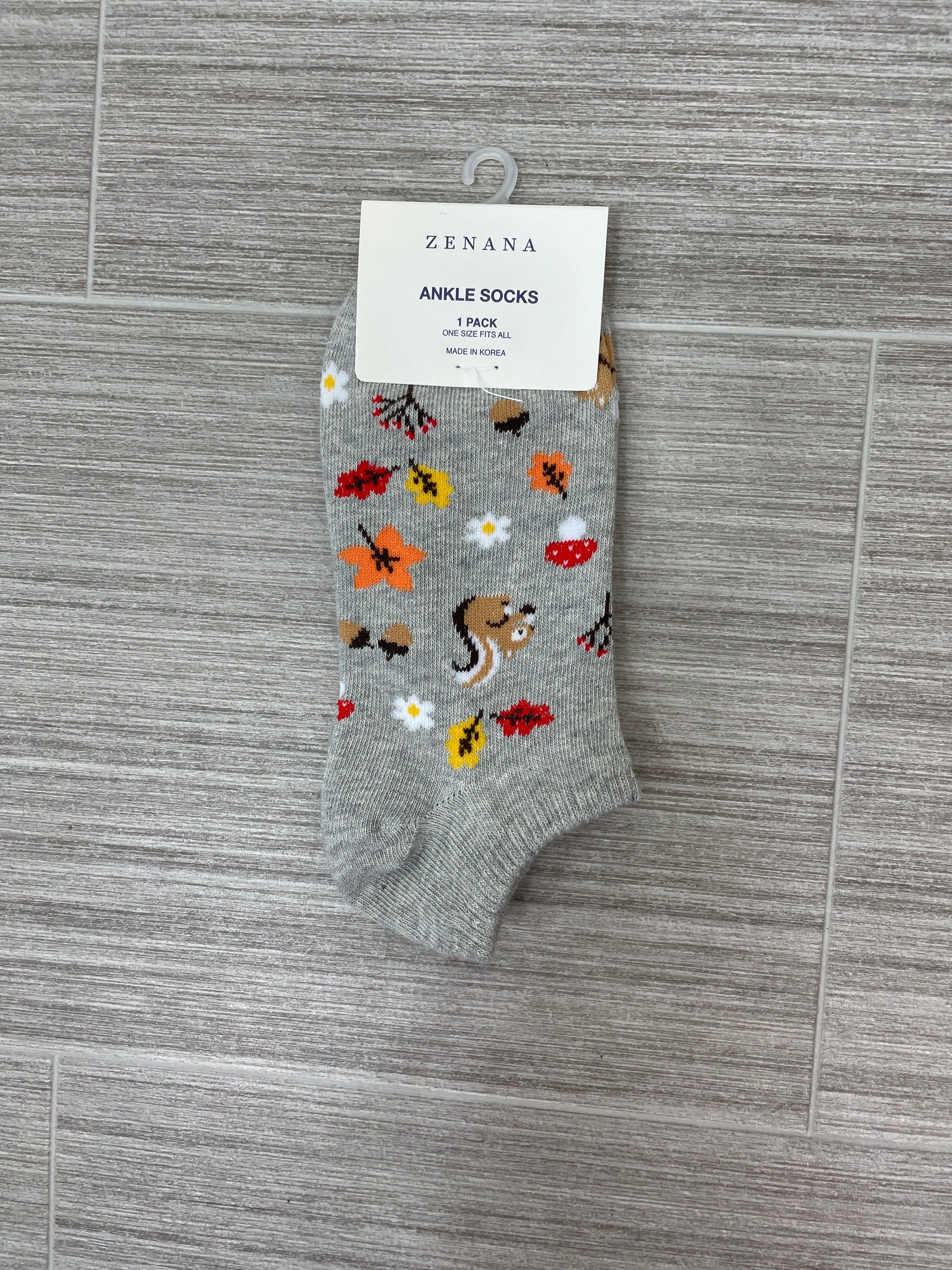 Grey Squirrel Ankle Socks