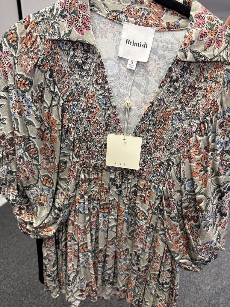 Smocked Sage Paisley Blouse