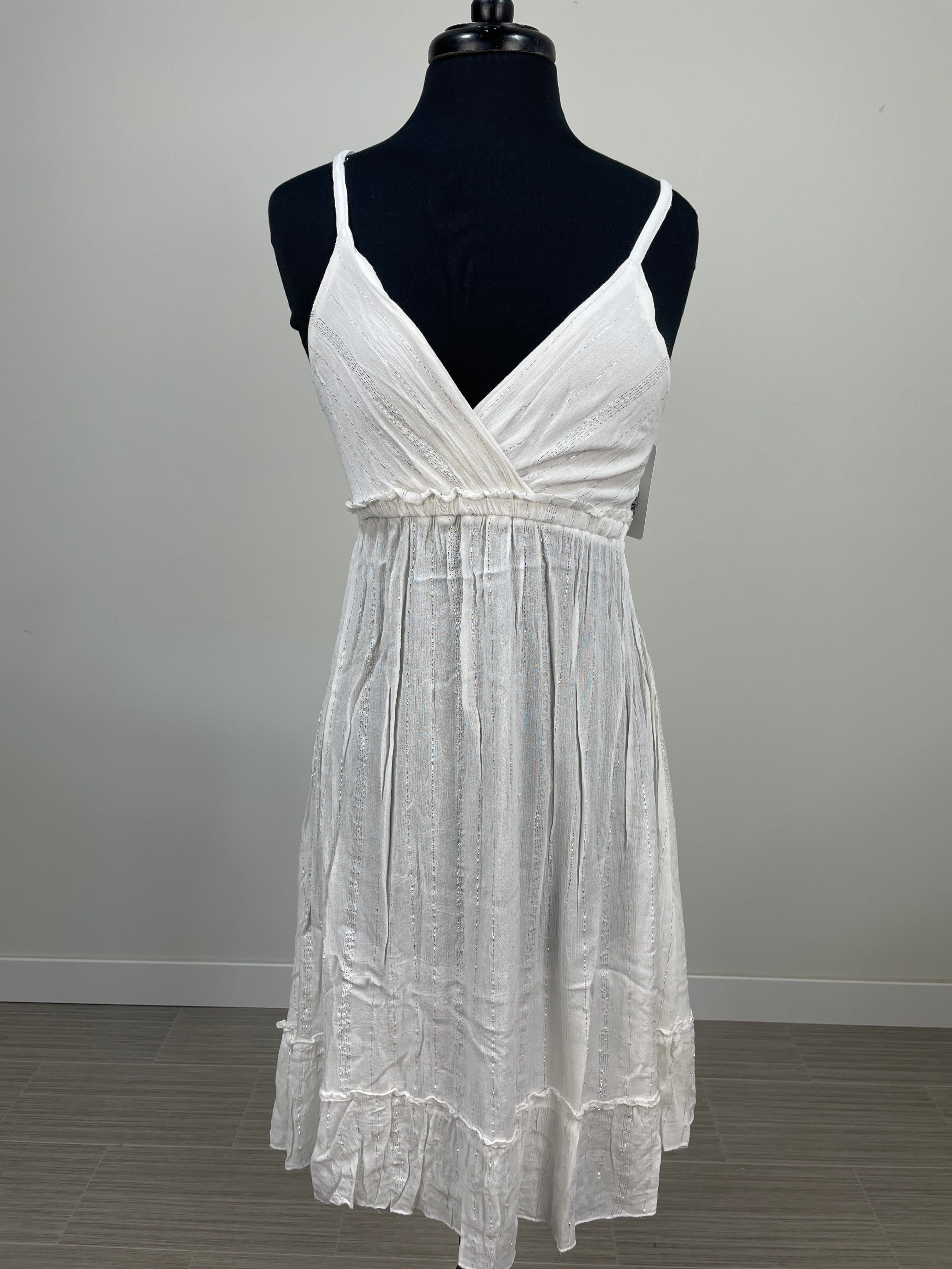 White Metallic Dress