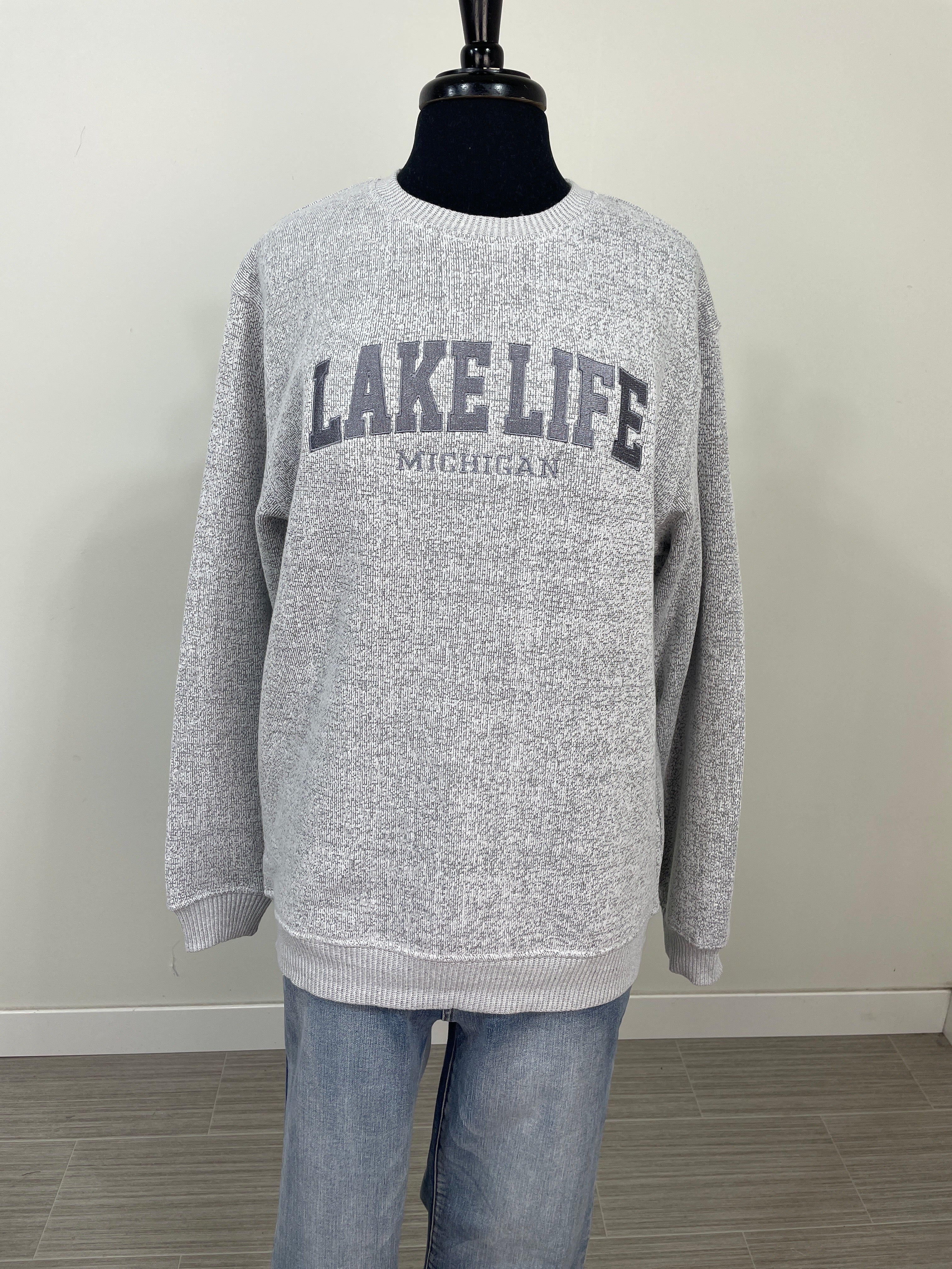 Slightly Imperfect Salt & Pepper Lake Life Crew -FINAL SALE