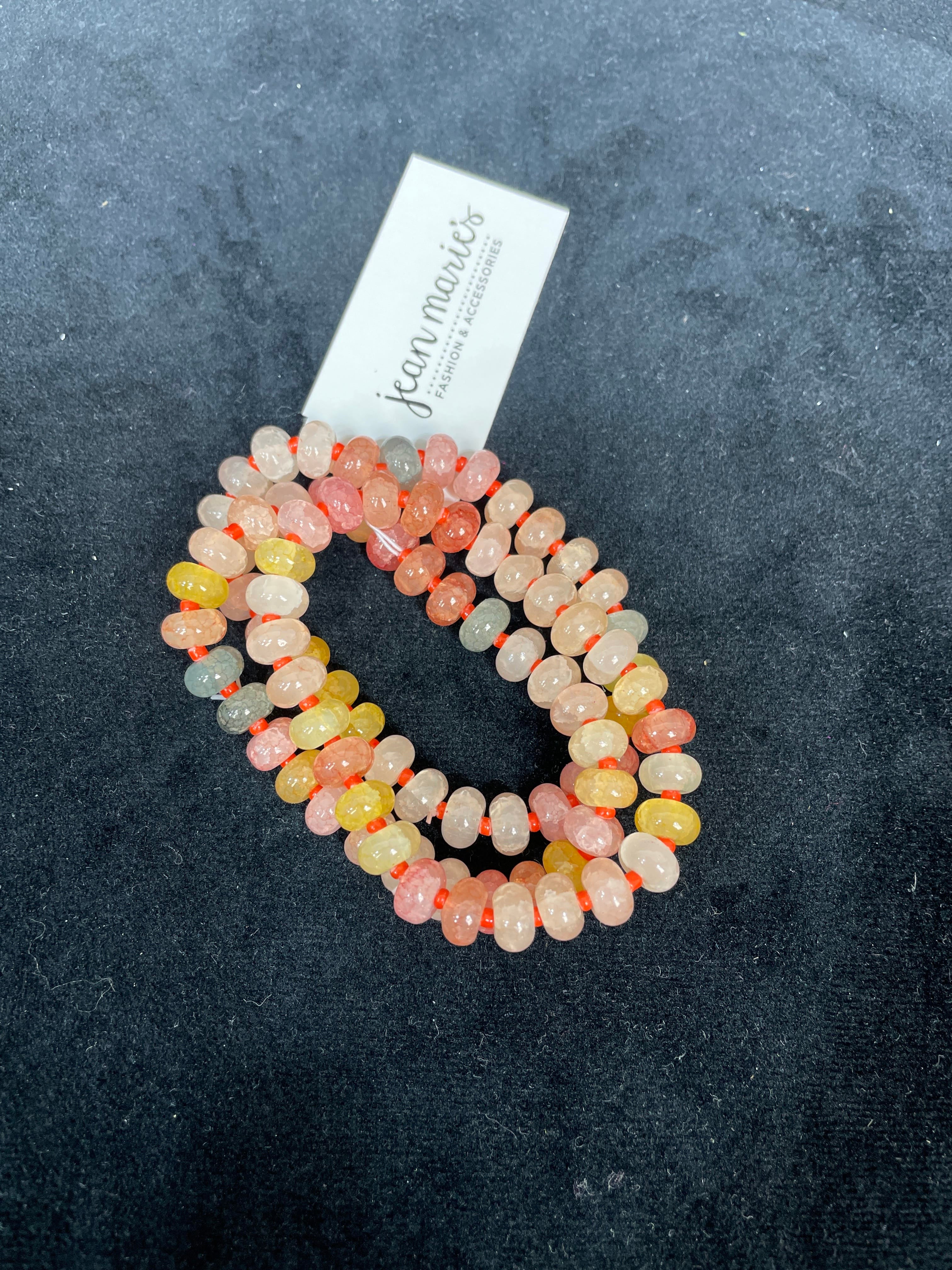 Peach Multi Beaded Bracelet S/3