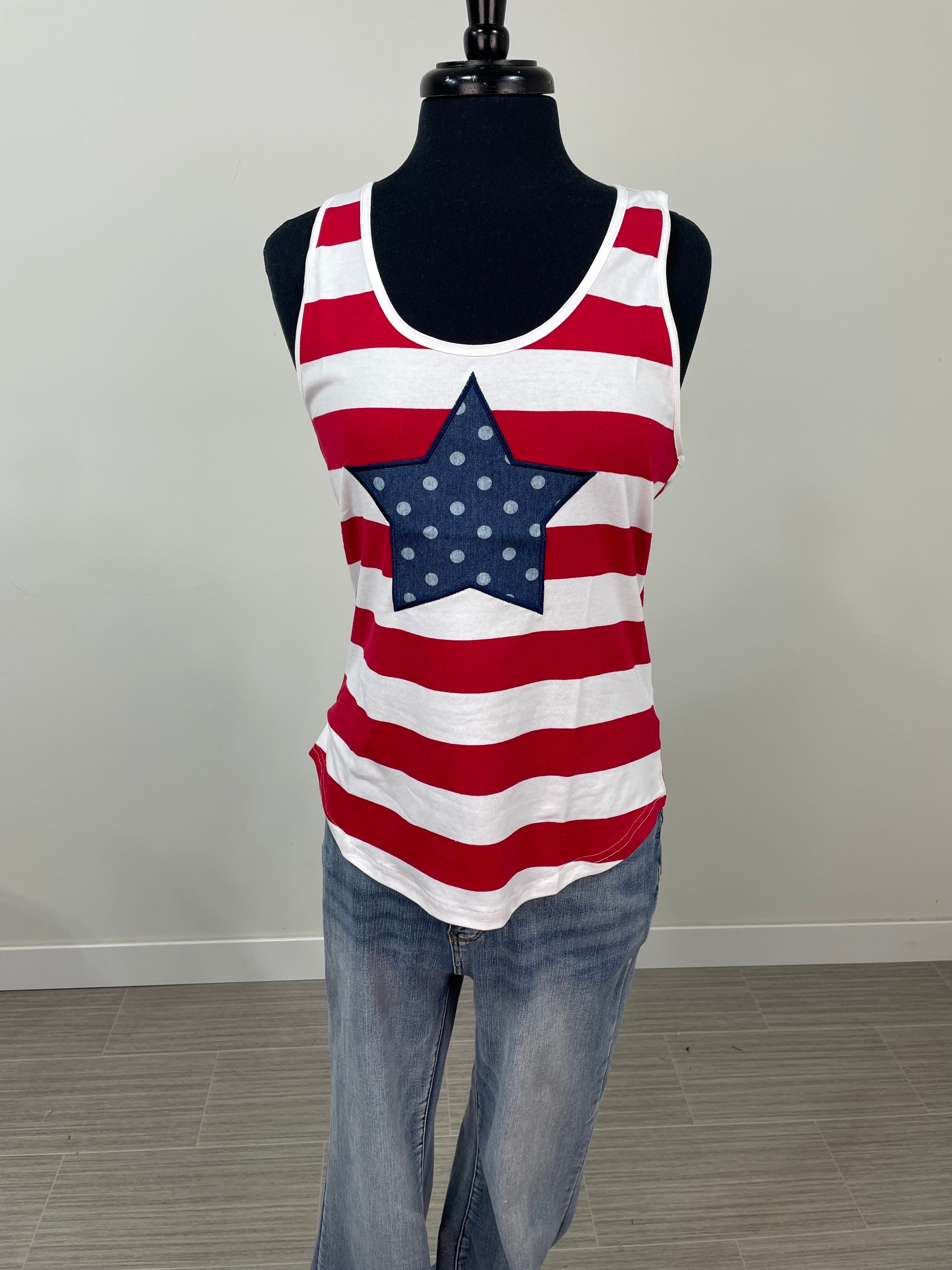 Red Star Stripe Tank Top