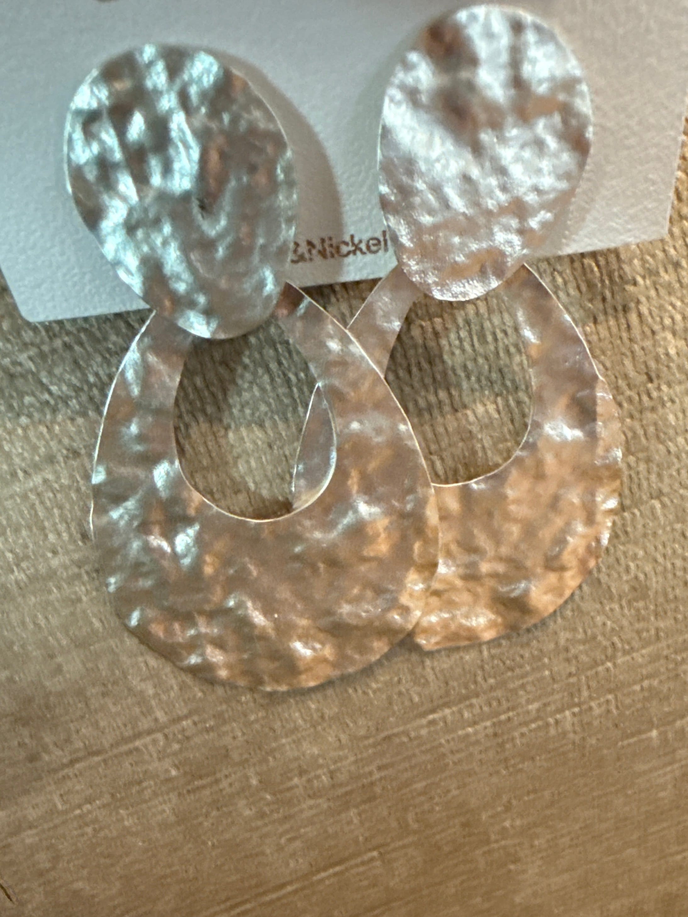 Silver Hammered Teardrop Earring