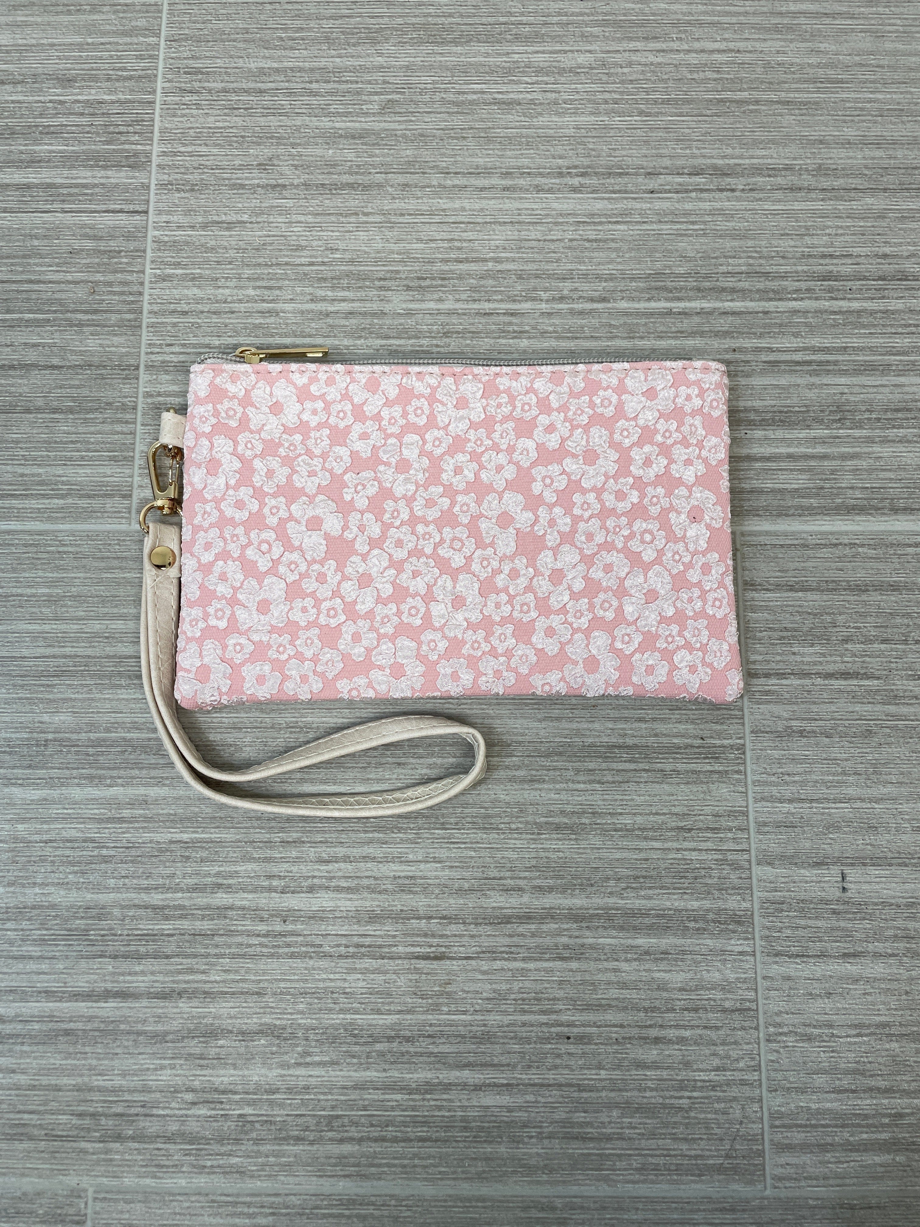Pink Floral Wristlet Pouch