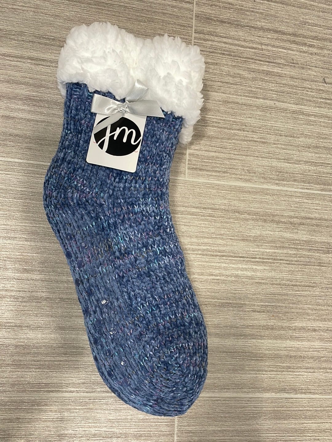 Blue Chenille Sherpa Lined Bootie