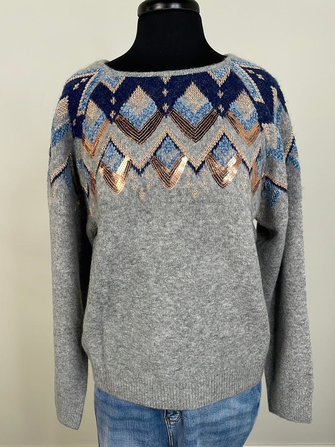 Grey Sequin Detail Sweater