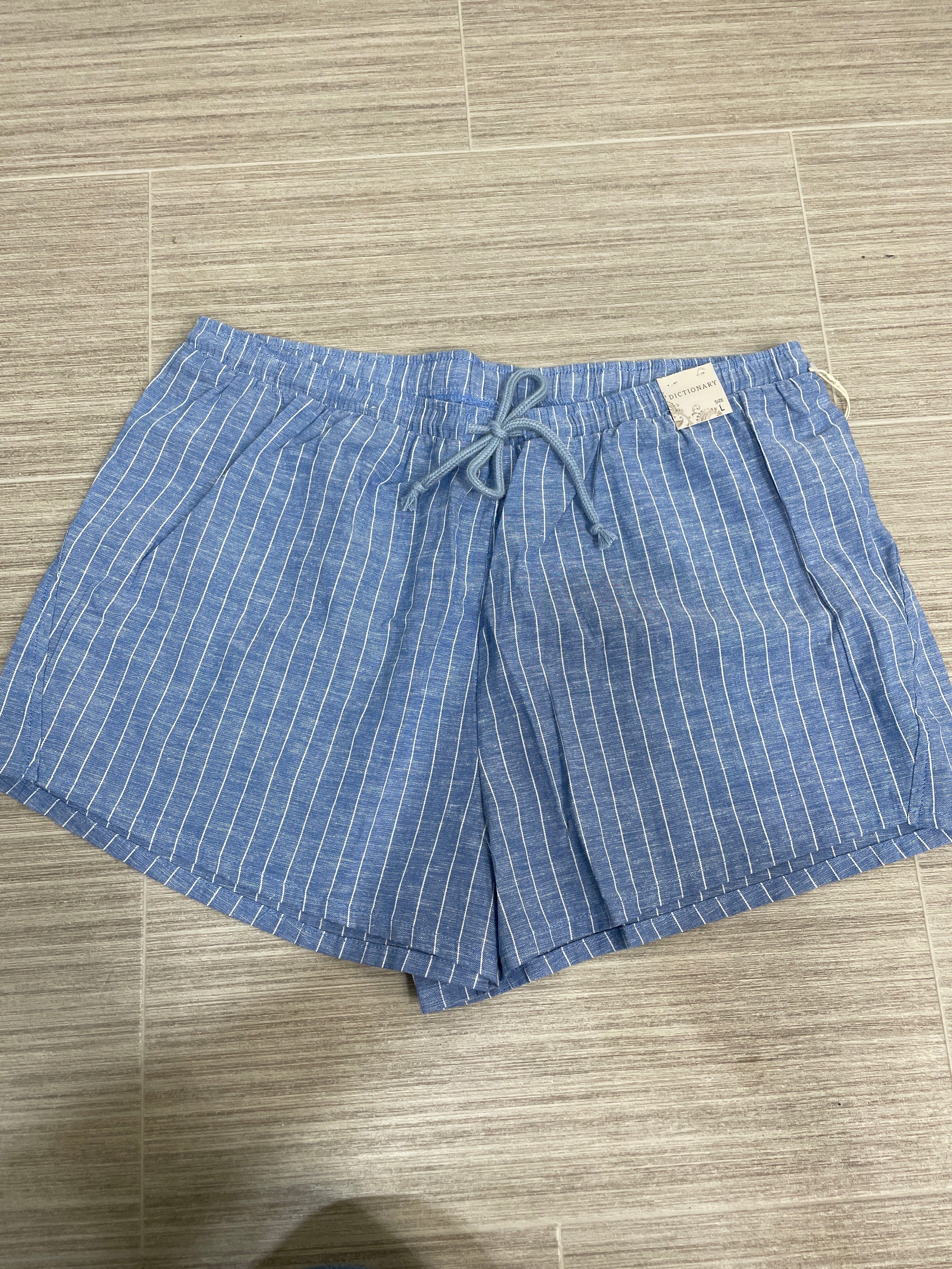 Blue & White Stripe Shorts